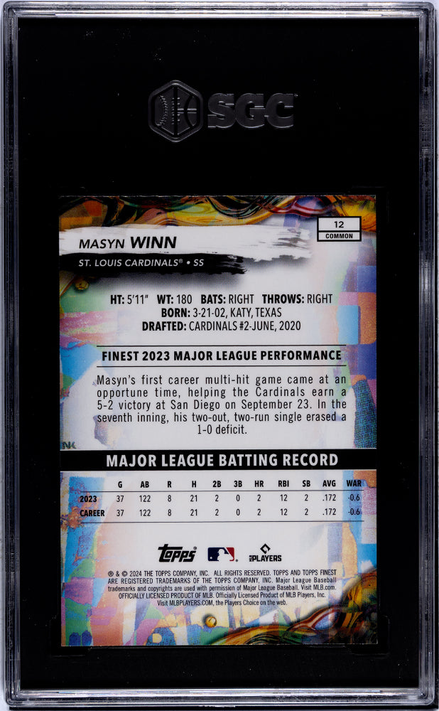 2024 Topps Finest #12 Masyn Winn SGC 10