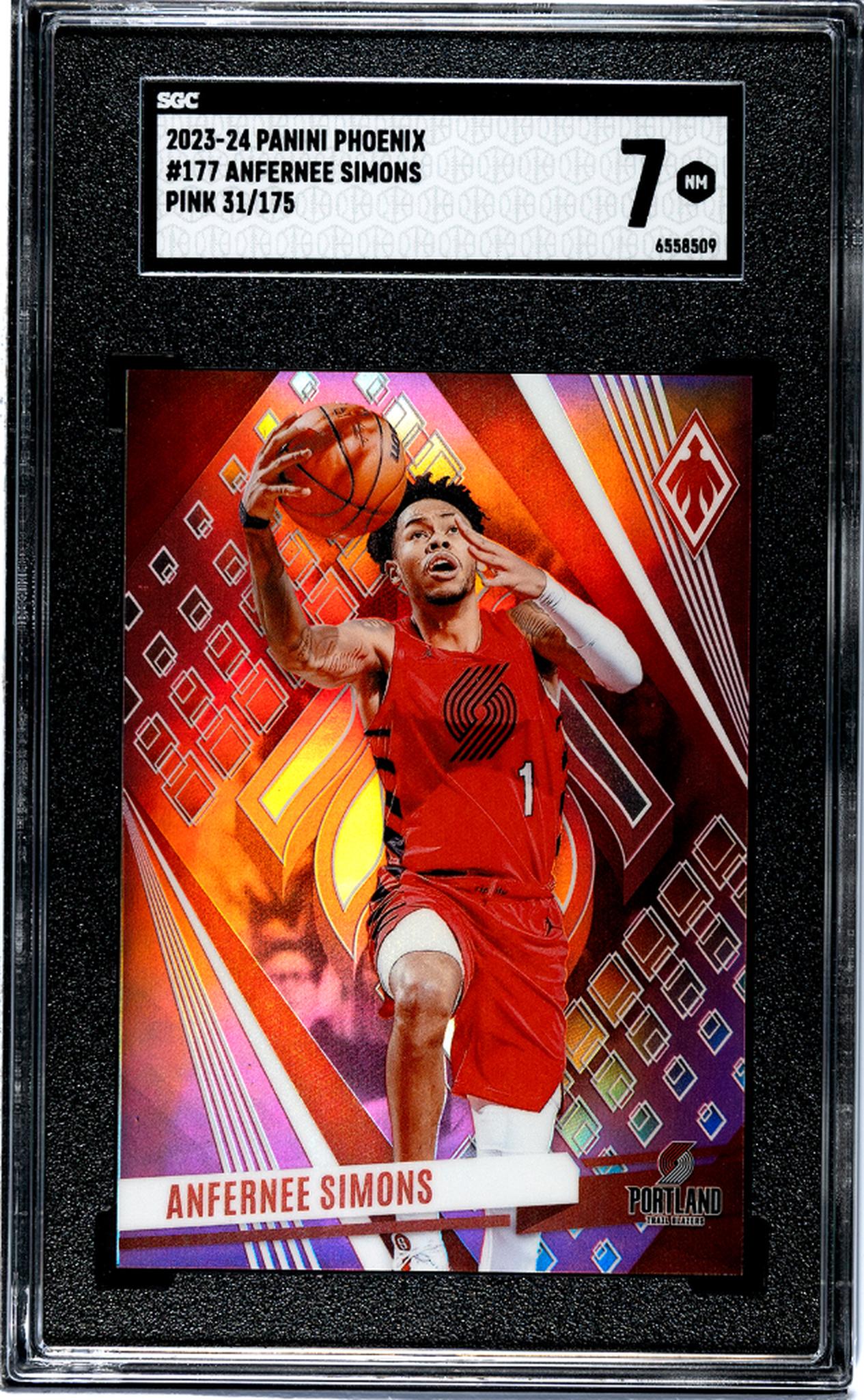 2023-24 Panini Phoenix #177 Anfernee Simons Pink 31/175 SGC 7