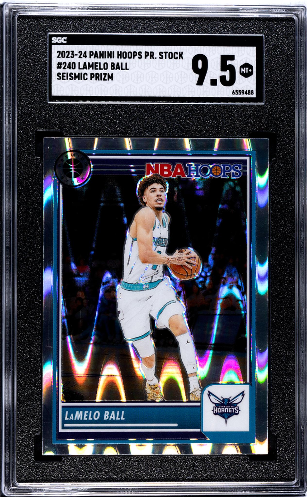 2023 NBA Hoops #240 LaMelo Ball Seismic Prizm SGC 9.5