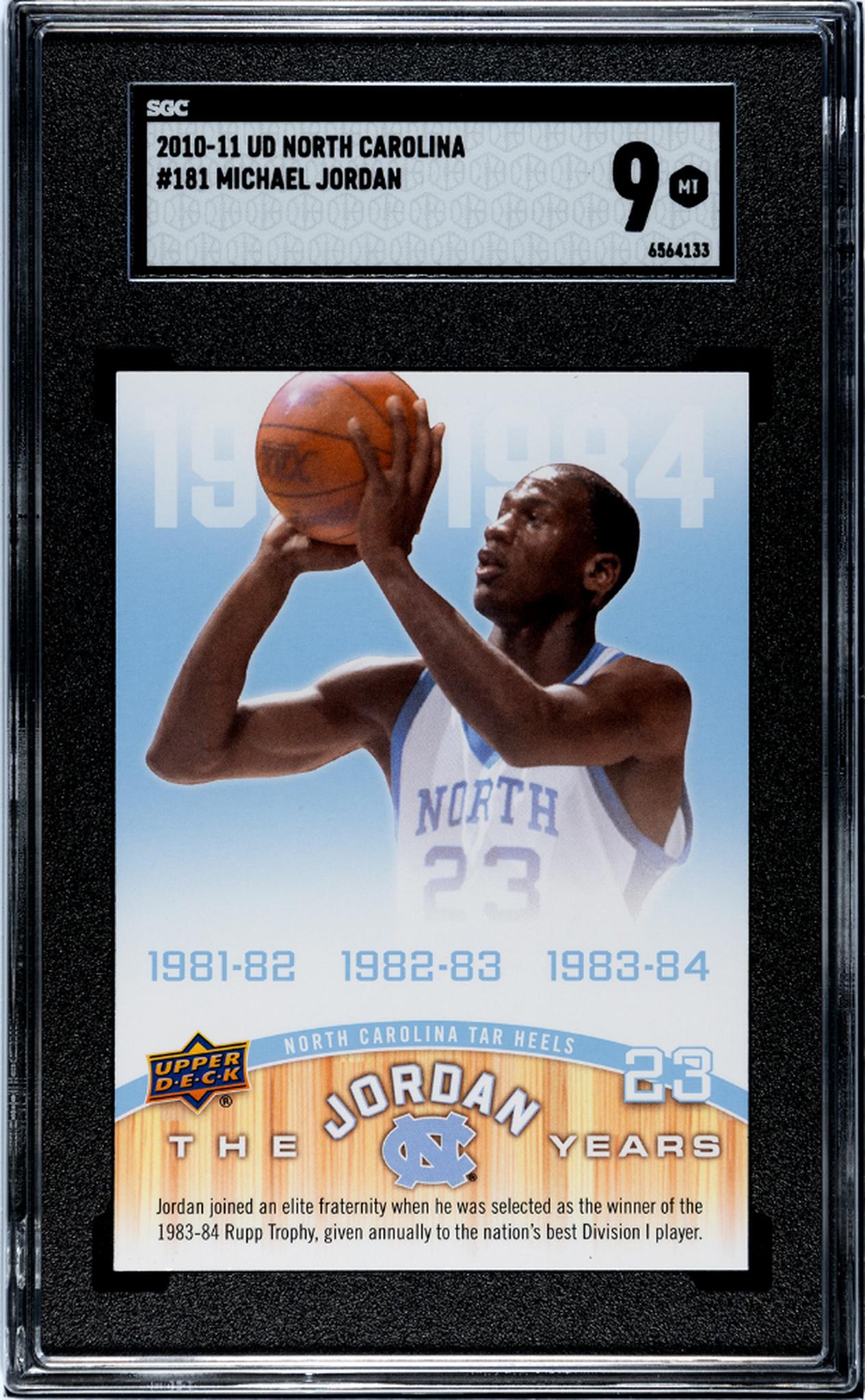 2010 UD North Carolina #181 Michael Jordan The Jordan Years SGC 9