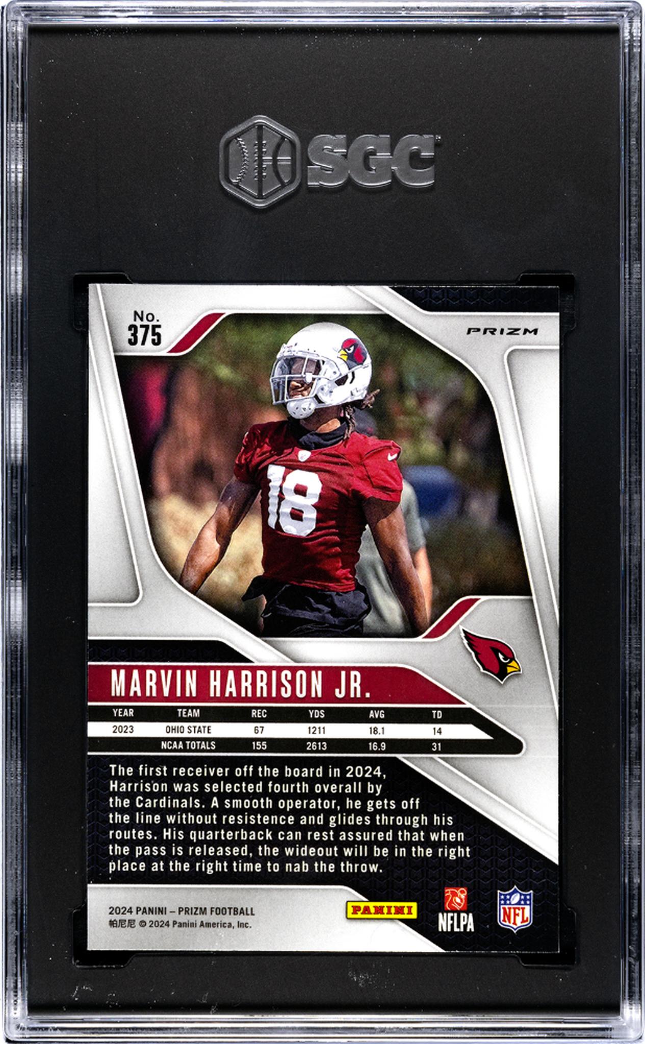 2024 Panini Prizm #375 Marvin Harrison Jr. Silver Prizm SGC 10