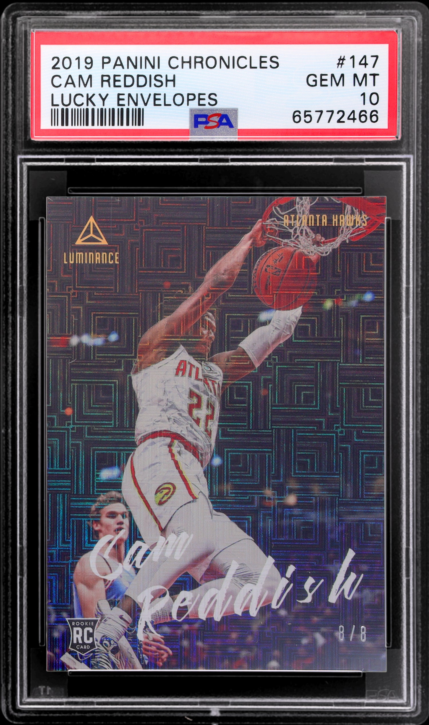 2019 Panini Chronicles Luminance Lucky Envelopes Cam Reddish #147 8/8 PSA 10 RC