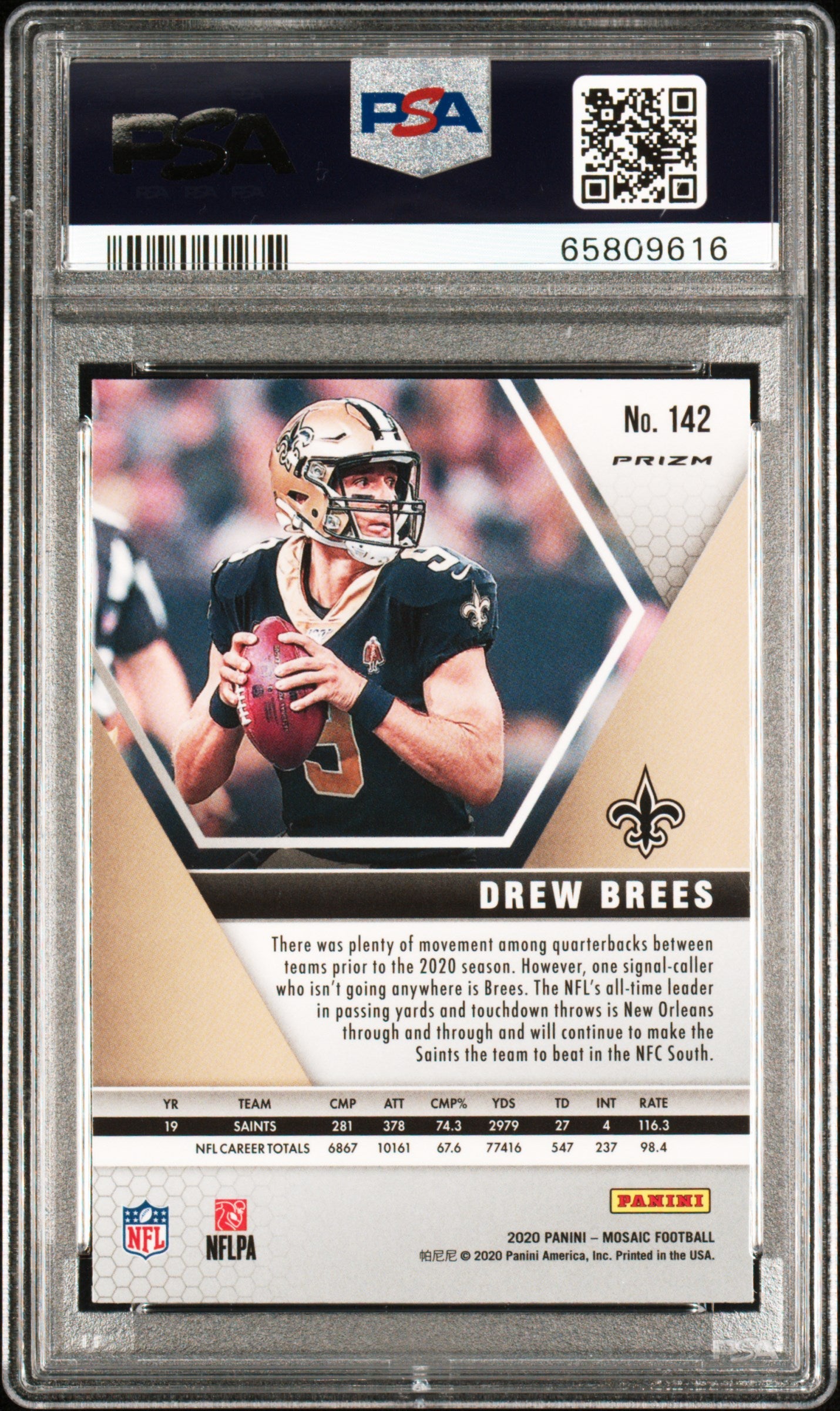 2020 Panini Mosaic Peacock Choice Drew Brees #142 PSA 10