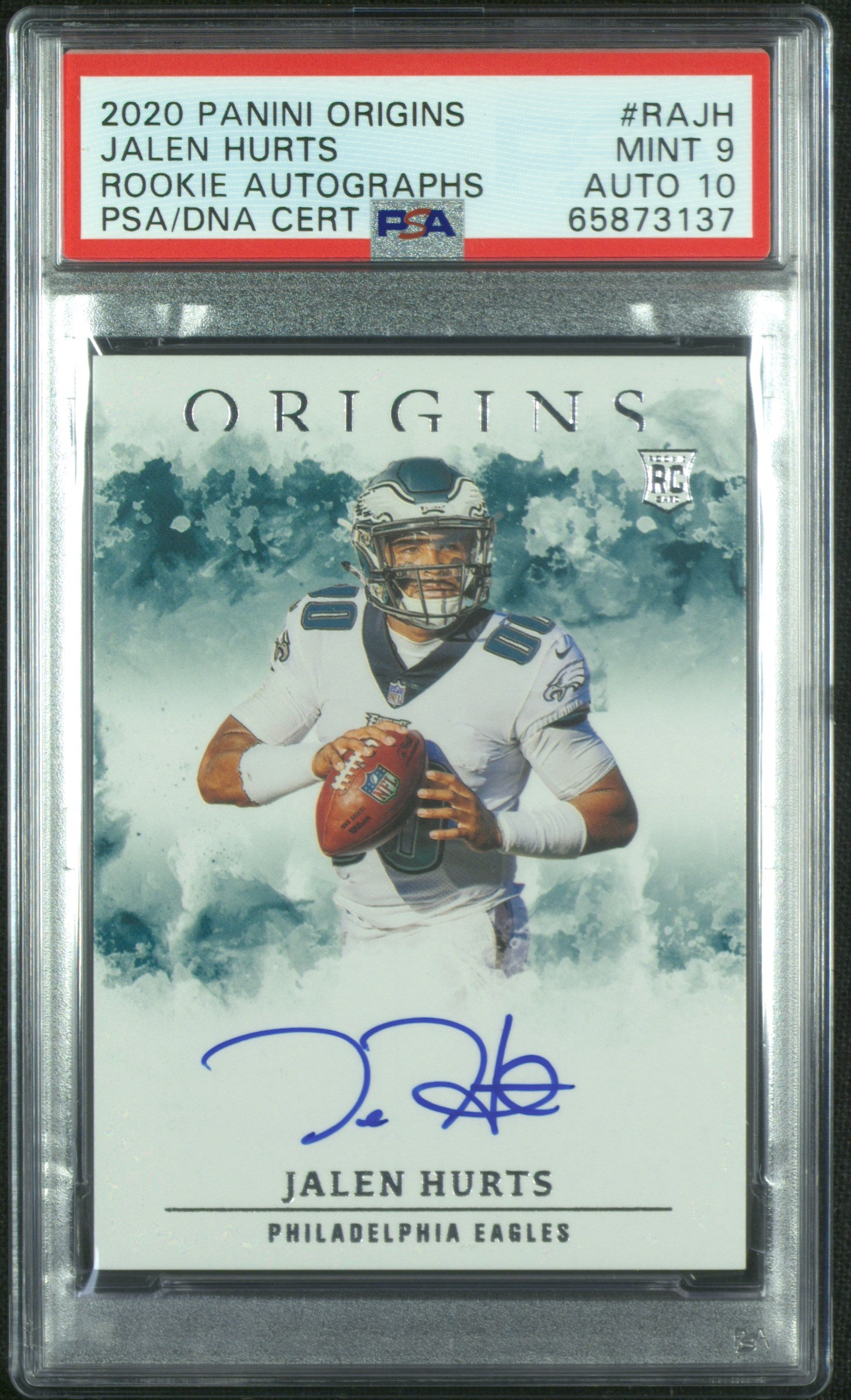 2020 Origins #RA-JH Jalen Hurts Rookie Autographs Auto PSA 9