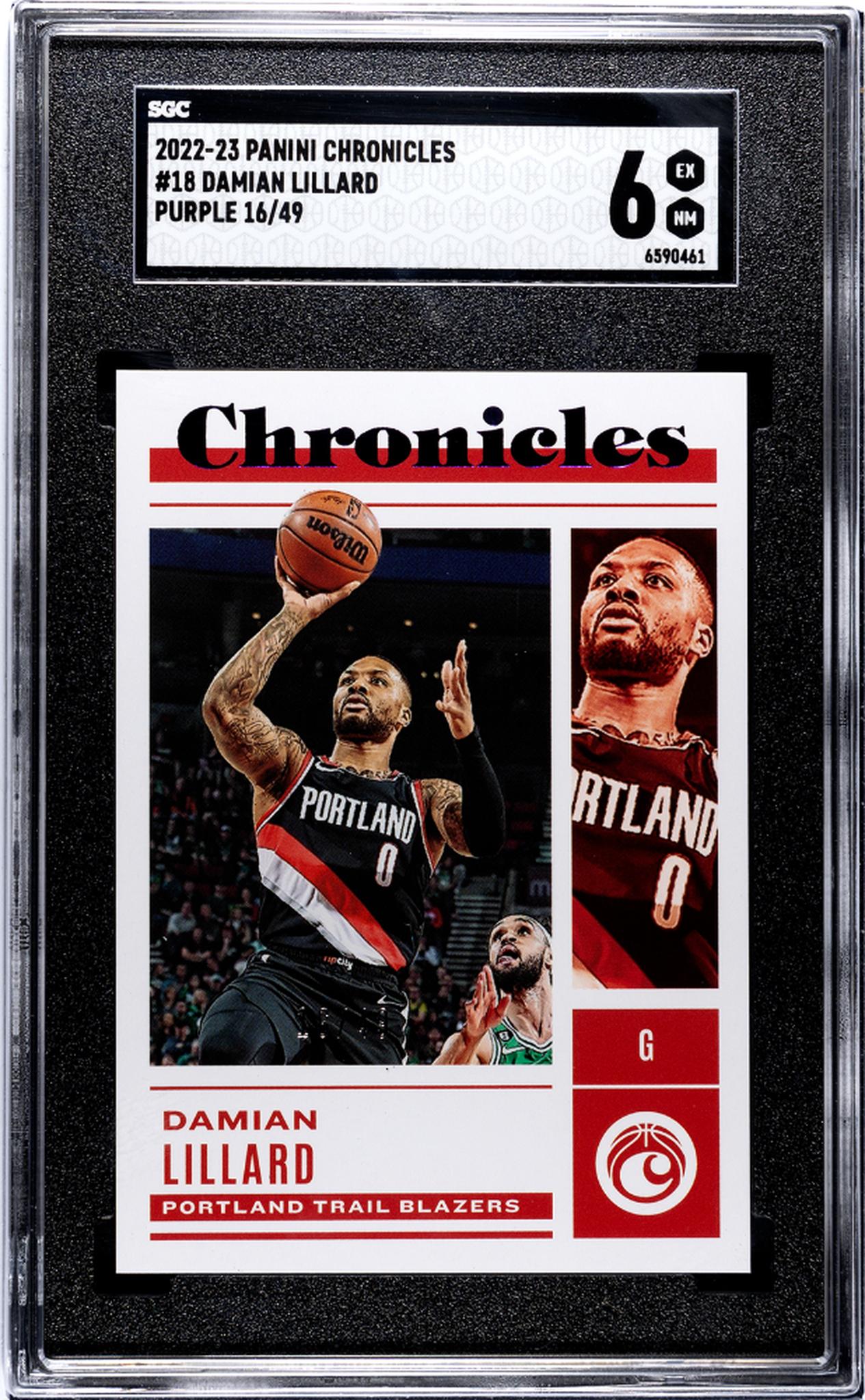 2022-23 Panini Chronicles Purple Damian Lillard #18 /49 SGC 6