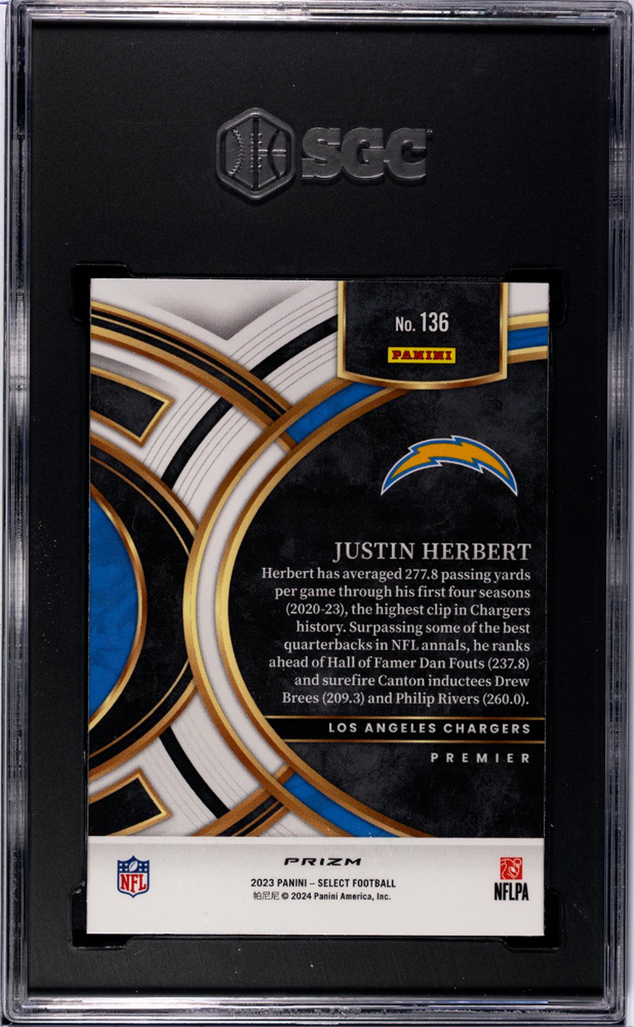 2023 Panini Select #136 Justin Herbert Silver  SGC 9