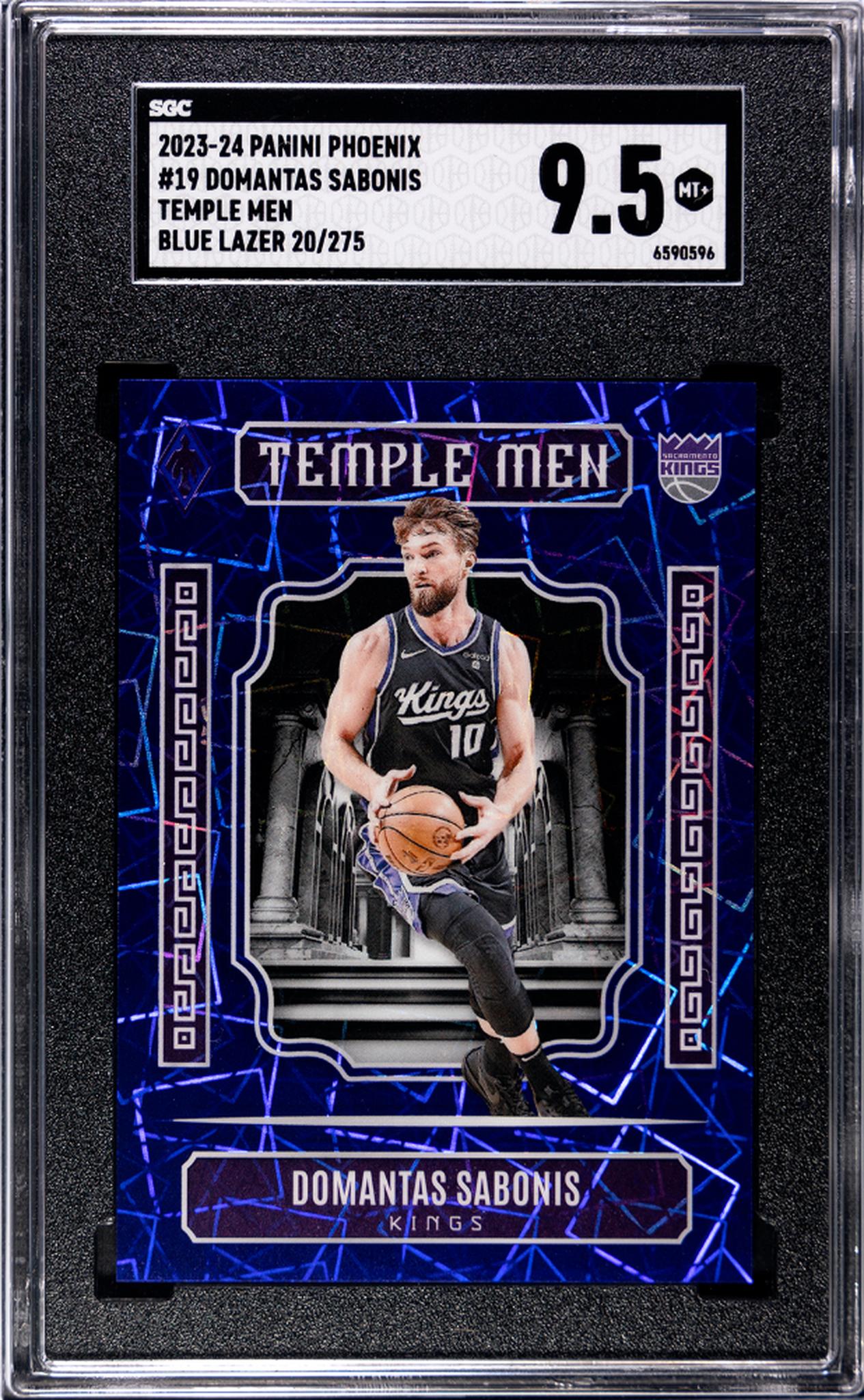 2023-24 Panini Phoenix #19 Domantas Sabonis Temple Men Blue Lazer 20/275 SGC 9.5