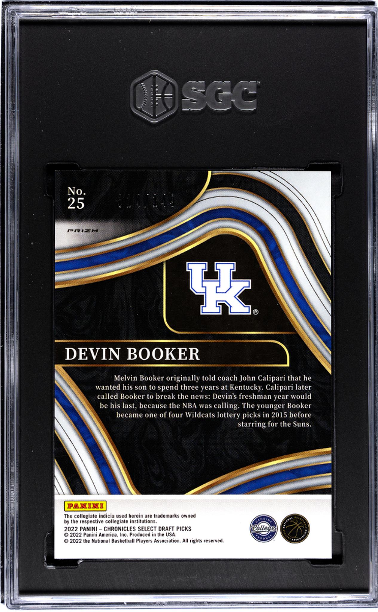 2022 Select #25 Devin Booker Chronicles Draft Picks /149 SGC 9