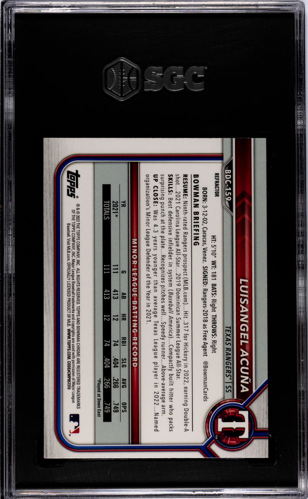 2022 Bowman #BDC-159 Luisangel Acuna Chrome SGC 9