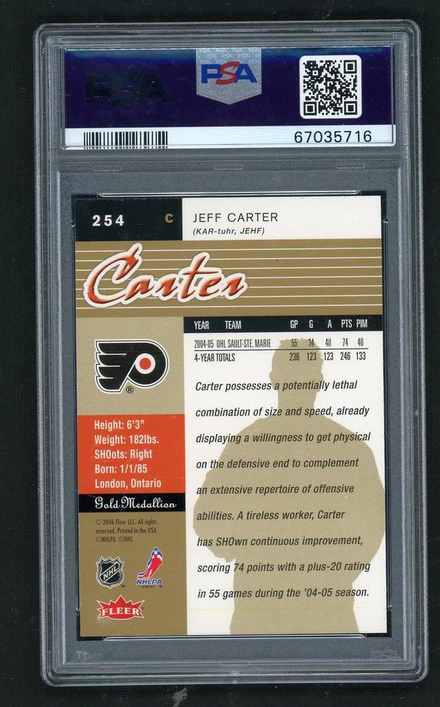 2005 Ultra Gold Medallion Jeff Carter #254 PSA 10