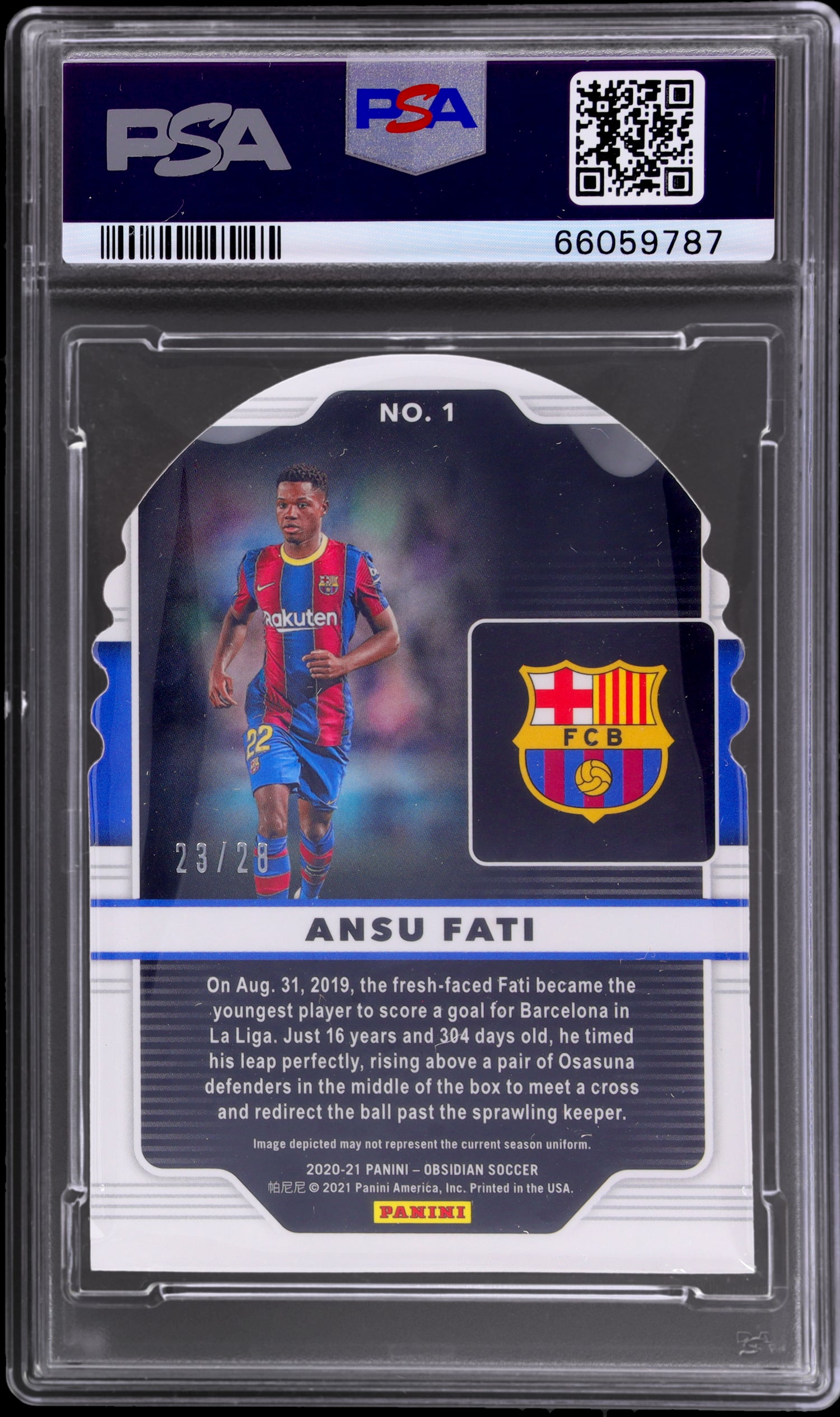 2020 Panini Obsidian Supernova Ansu Fati #1 23/28 PSA 10 Red Flood