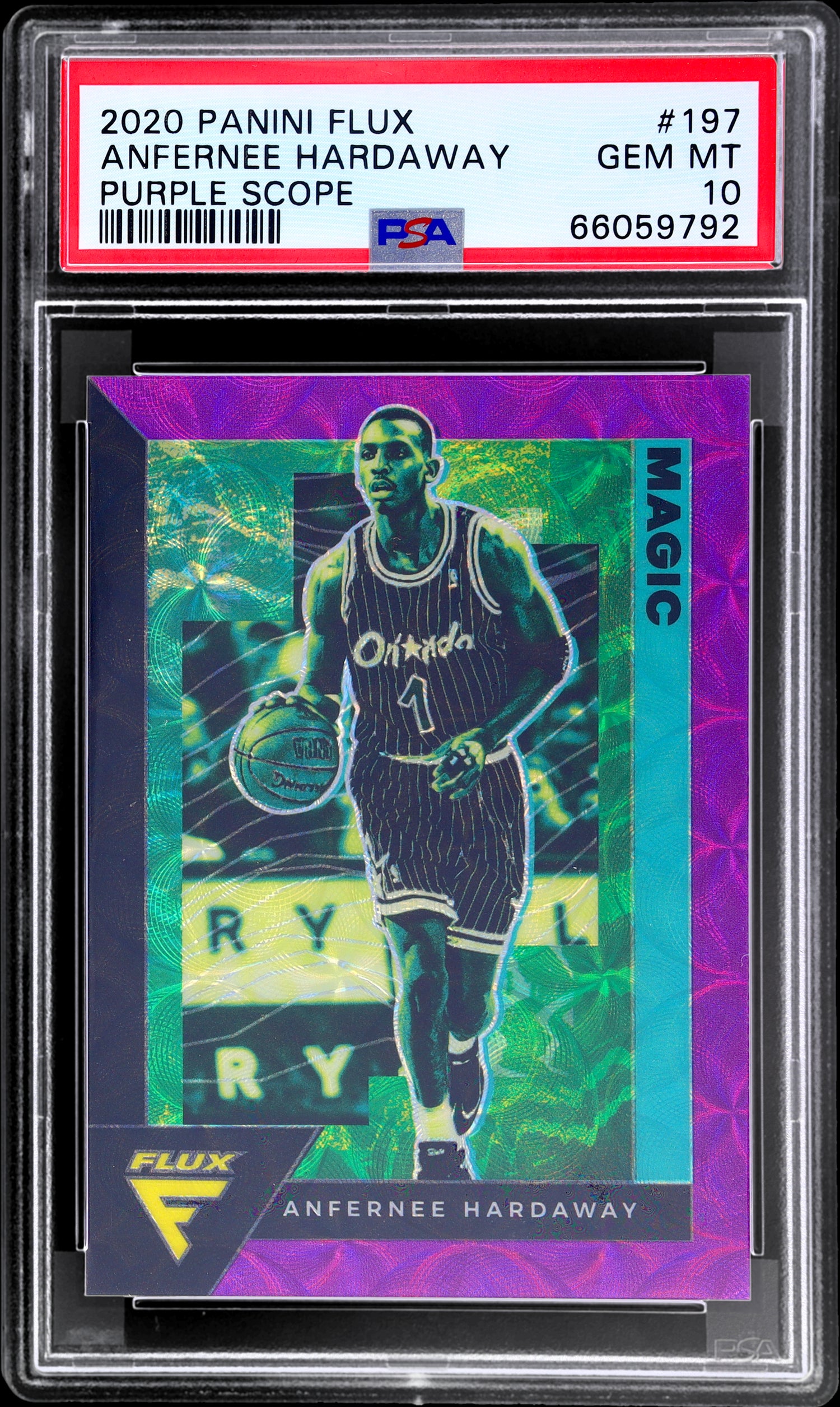 2020 Panini Flux Purple Scope Anfernee Hardaway #197 11/18 PSA 10