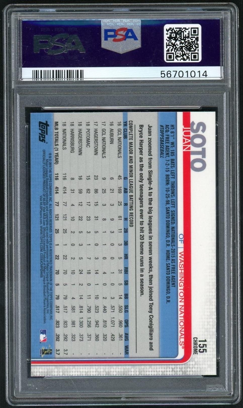 2019 Topps Chrome Photo Variation Refractor Juan Soto #155 PSA 10