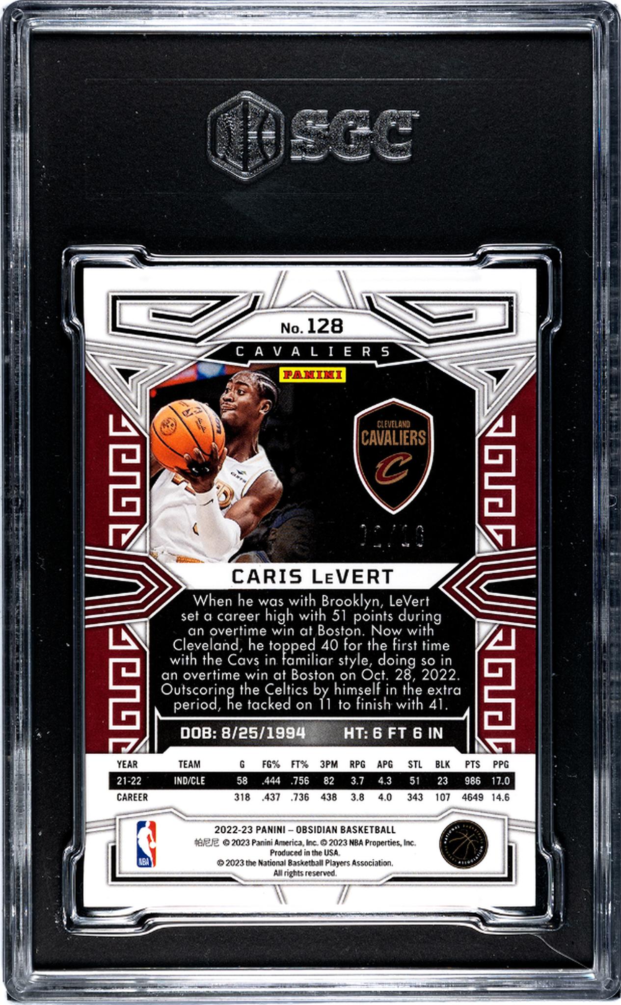 2022 Panini Obsidian #128 Caris LeVert Electric /16 SGC 9.5