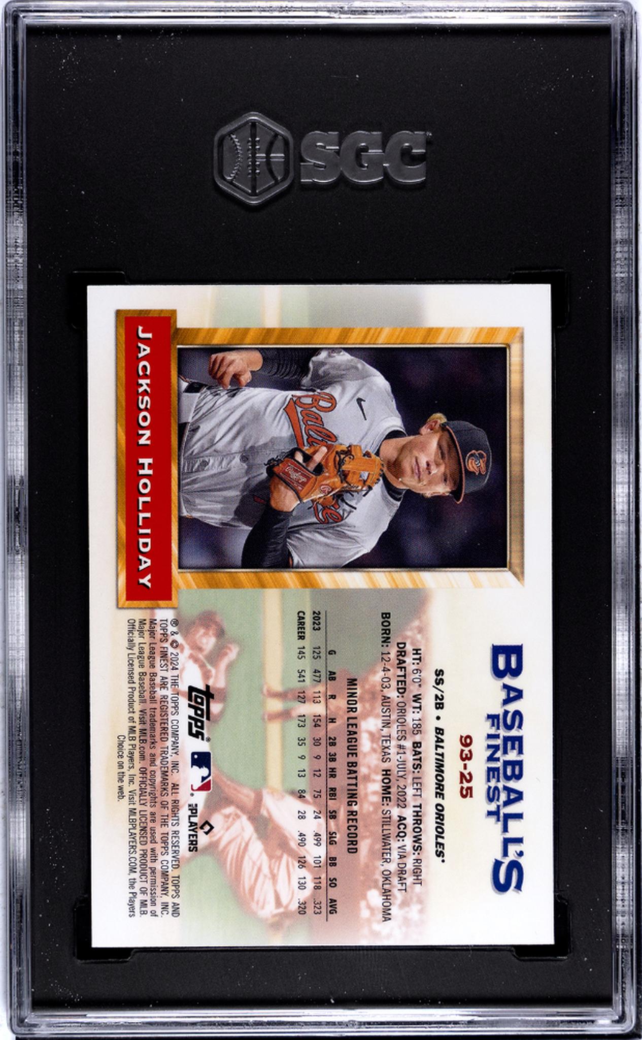 2024 Topps Finest #93-25 Jackson Holliday 93 Finest What If Prototypes SGC 10
