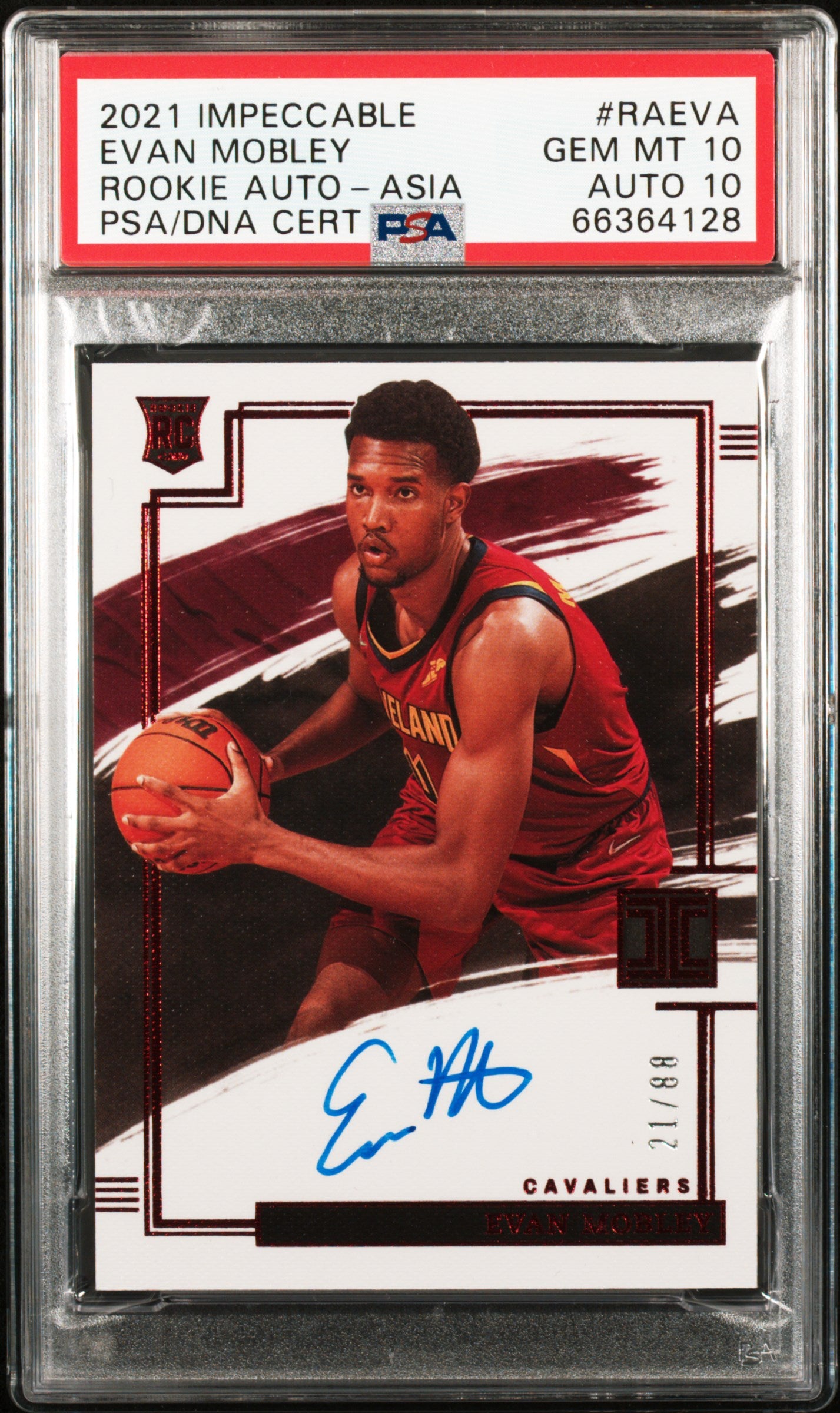 2021 Panini Impeccable Asia Evan Mobley #RA-EVA RC Auto /88 PSA 10 Auto 10