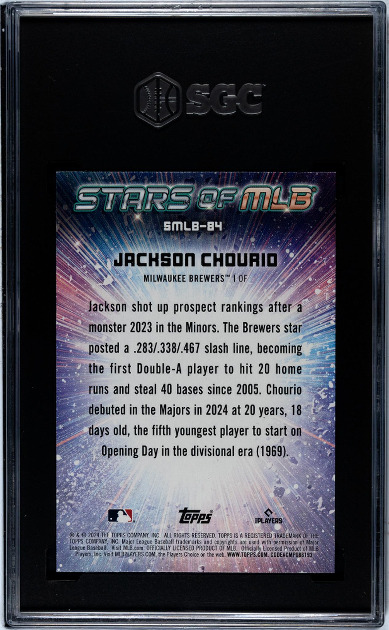 2024 Topps Update Stars of MLB Jackson Chourio #SMLB-84 RC SGC 10