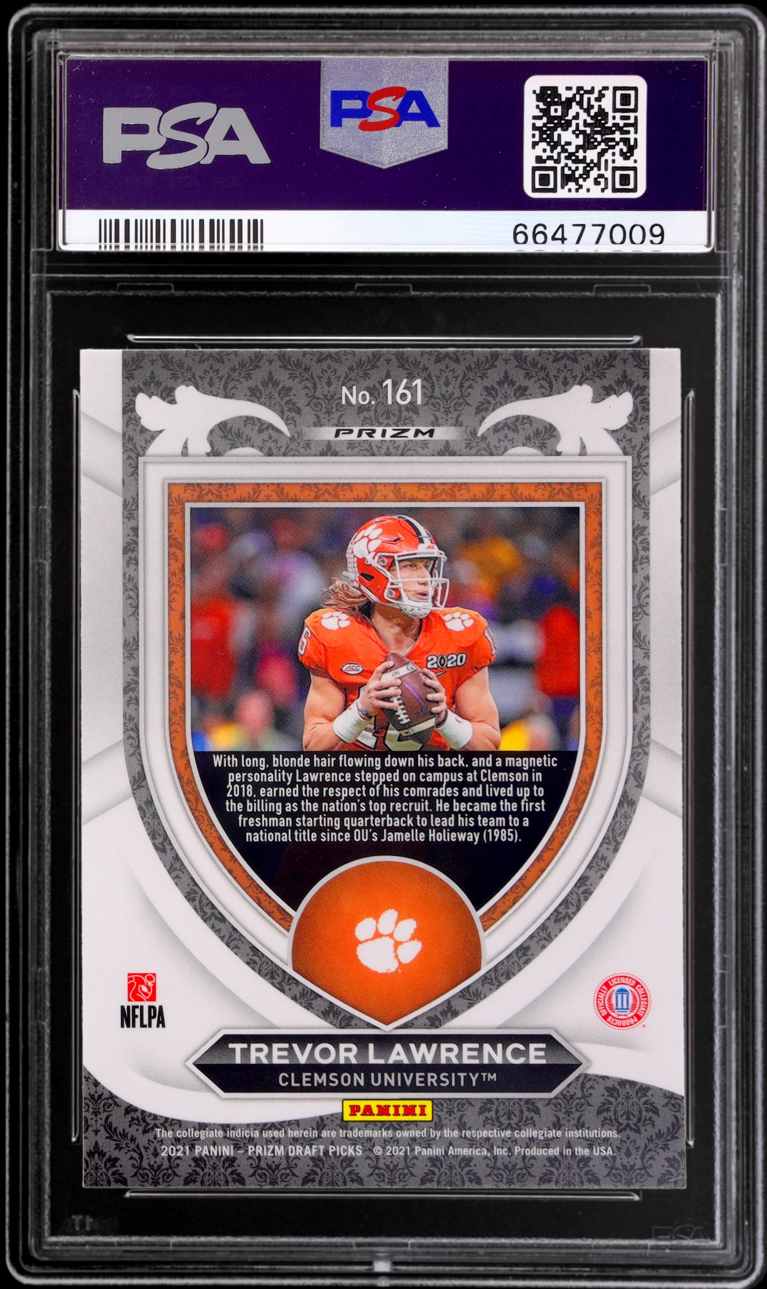 2021 Panini Prizm Draft Picks Crusade Trevor Lawrence #161 Orange Ice PSA 9 RC
