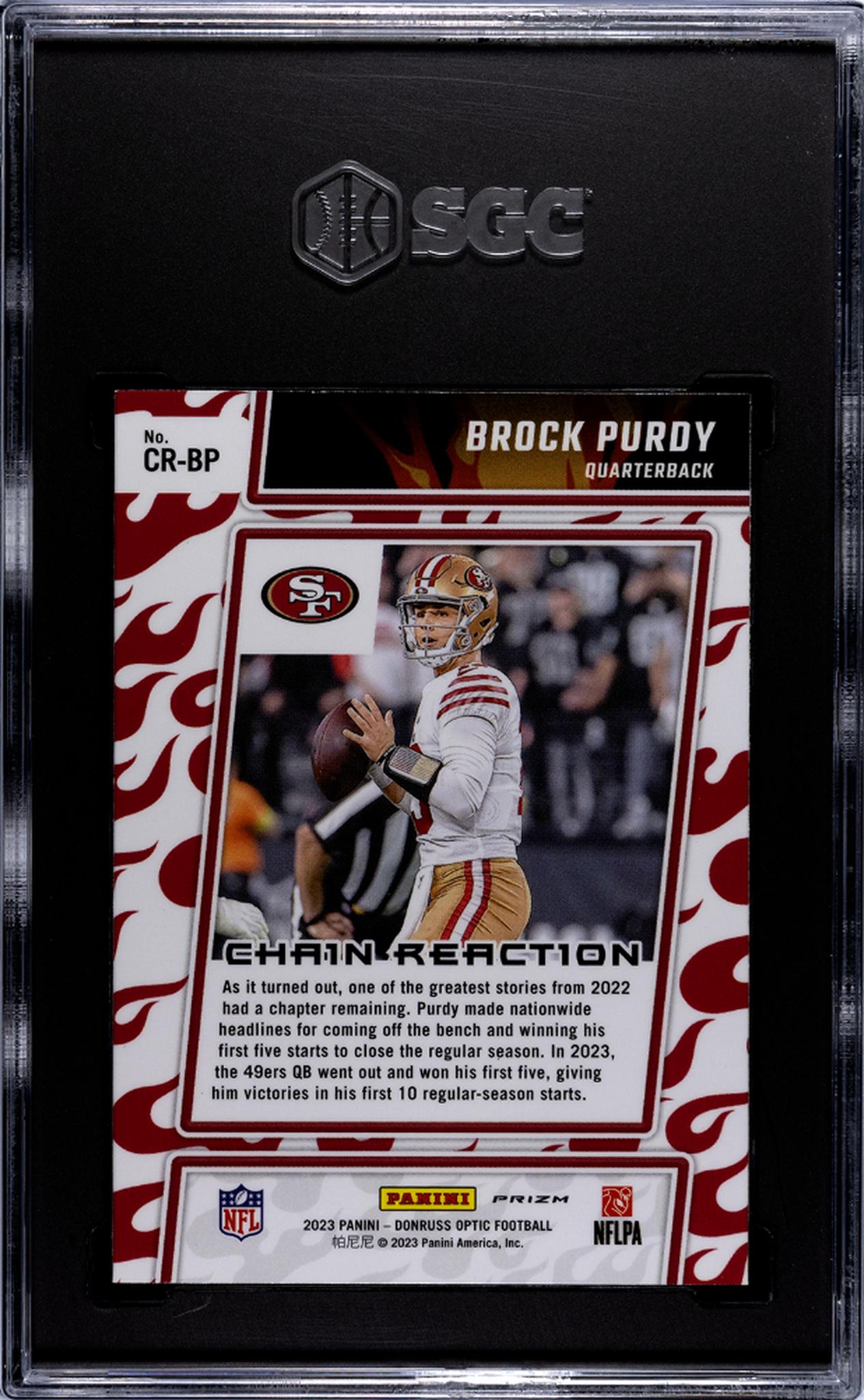 2023 Panini Donruss Optic #CR-BP Brock Purdy Chain Reaction SGC 10