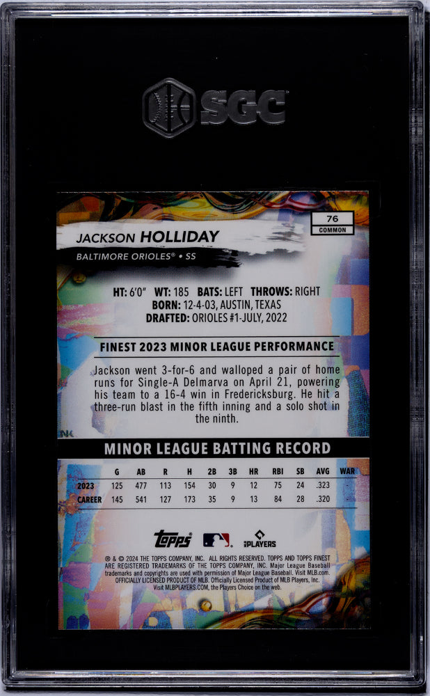 2024 Topps Finest #76 Jackson Holliday SGC 10