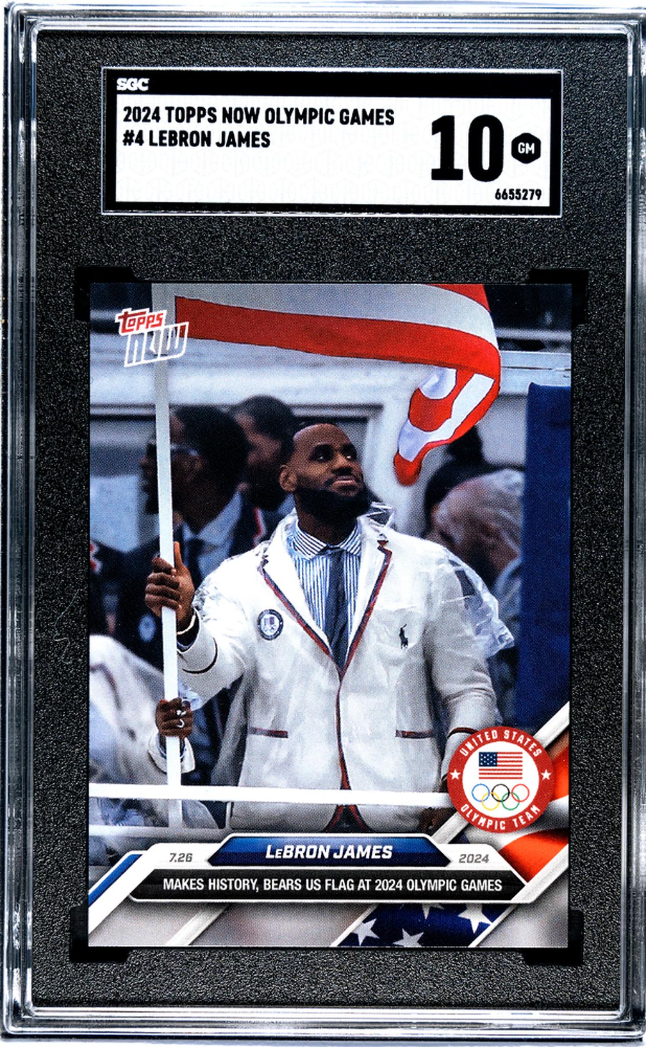 2024 Topps Now #4 LeBron James Olympic Games SGC 10