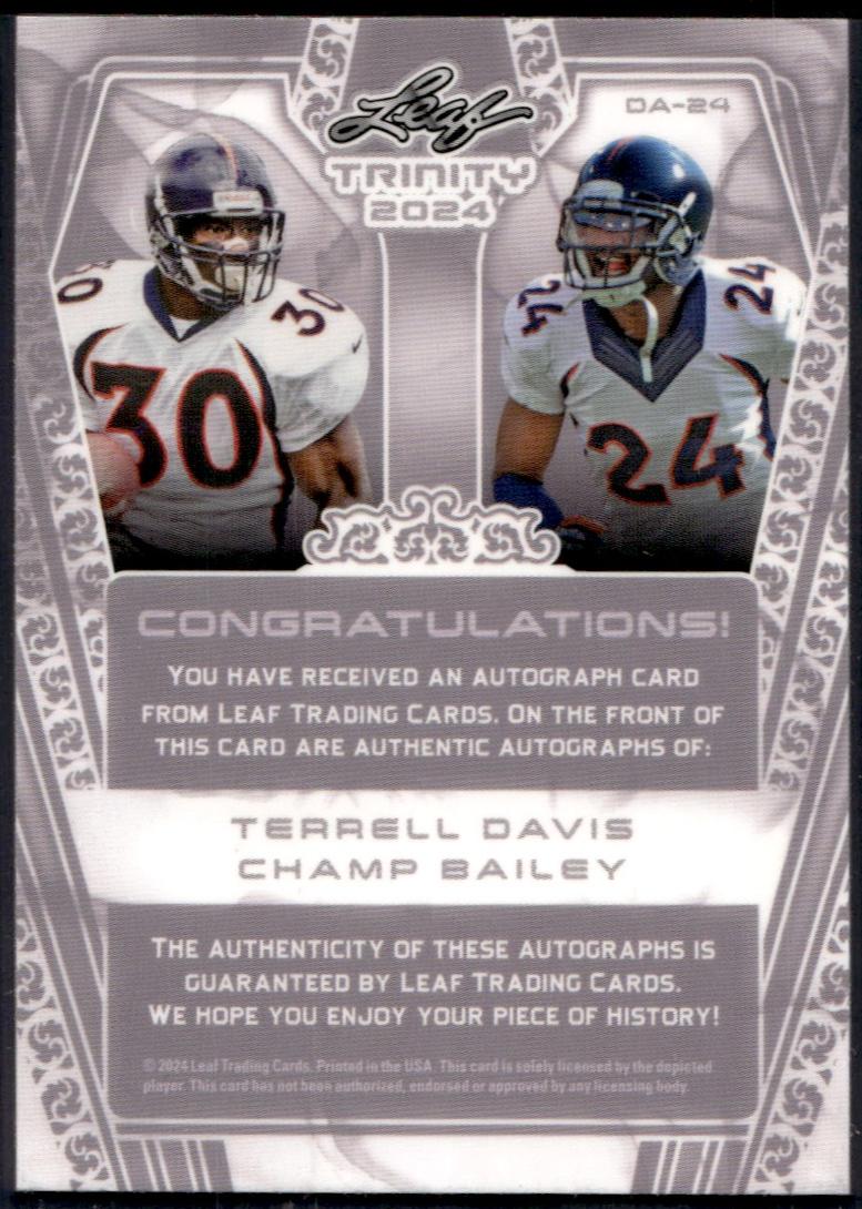 2024 Leaf Trinity Terrell Davis Champ Bailey Auto /7