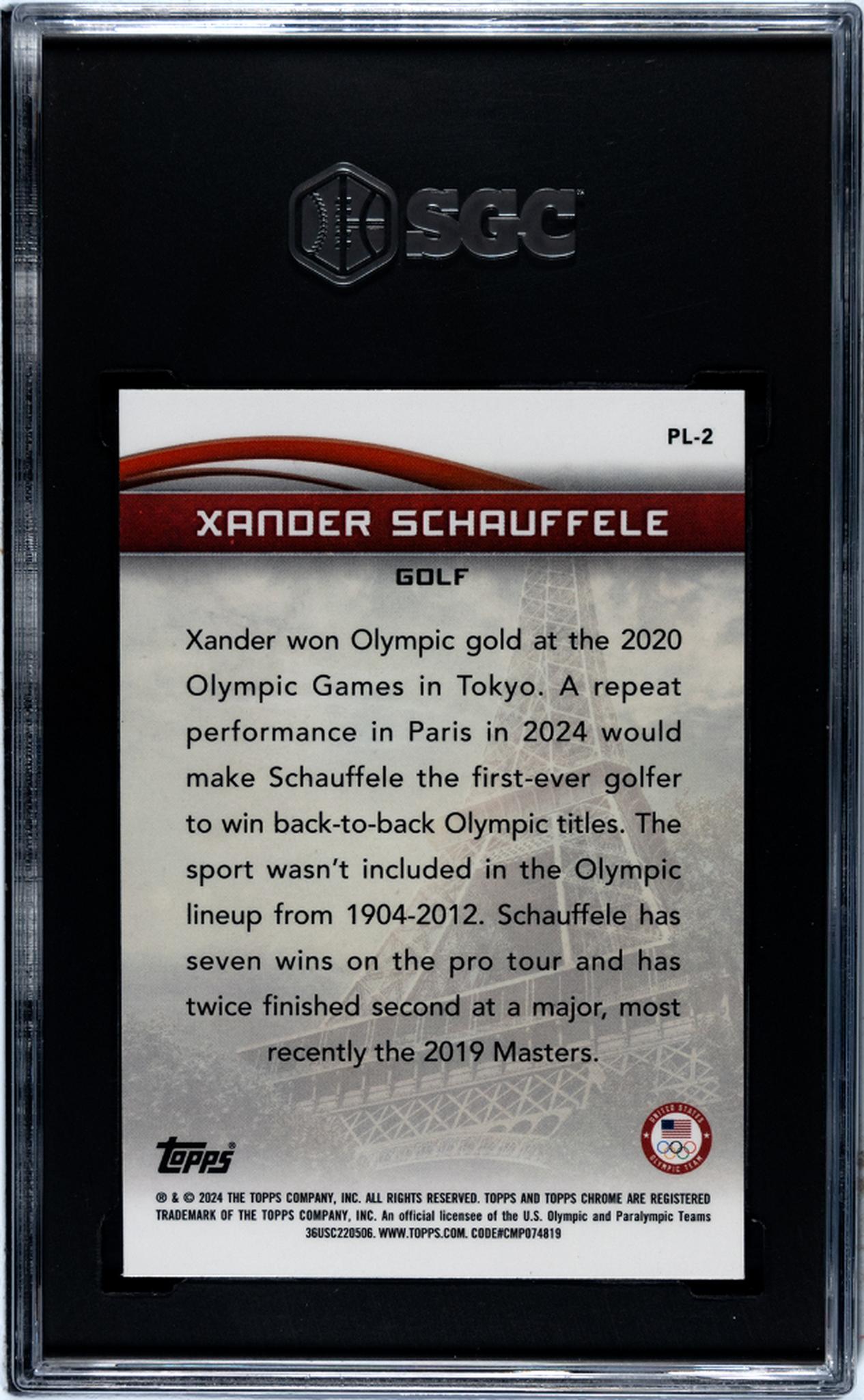 2024 Topps Chrome US Olympics Xander Schauffele #PL-2 SGC 10