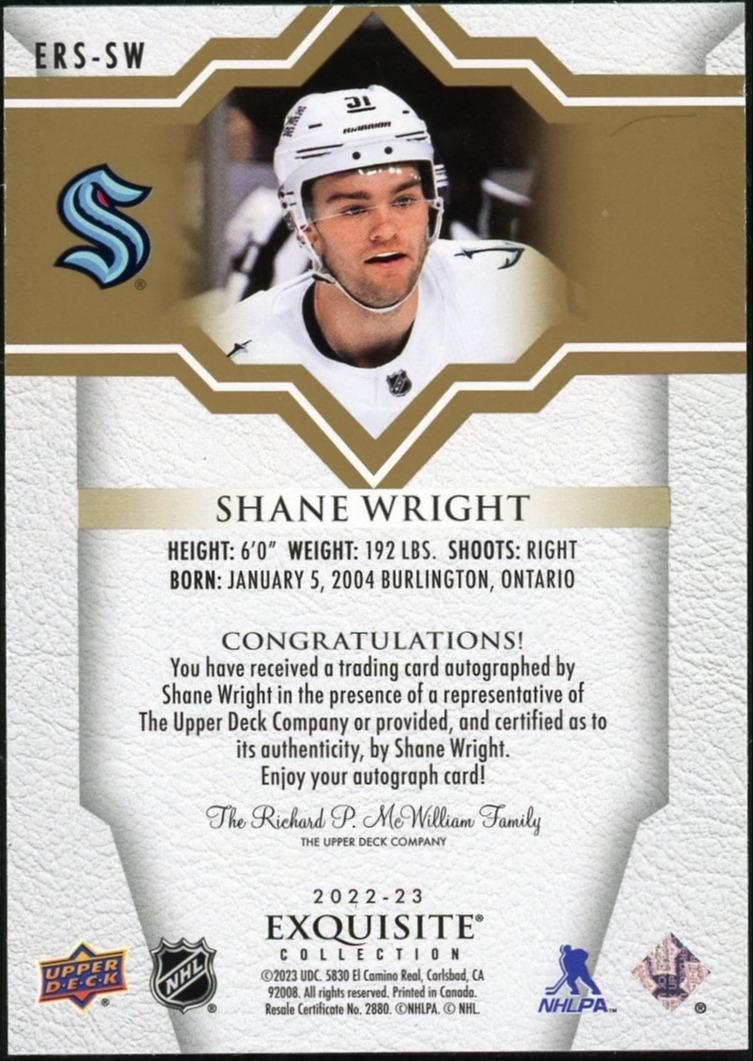 2022-23 Exquisite ERS-SW Shane Wright Auto /25