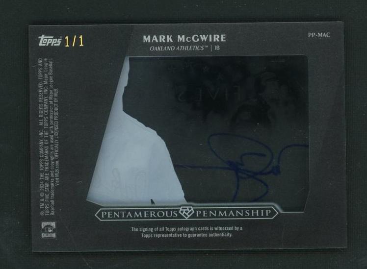 2023 Topps PP-MM Mark McGwire Pentamerous Penmanship 1/1 Oakland Athletics Auto