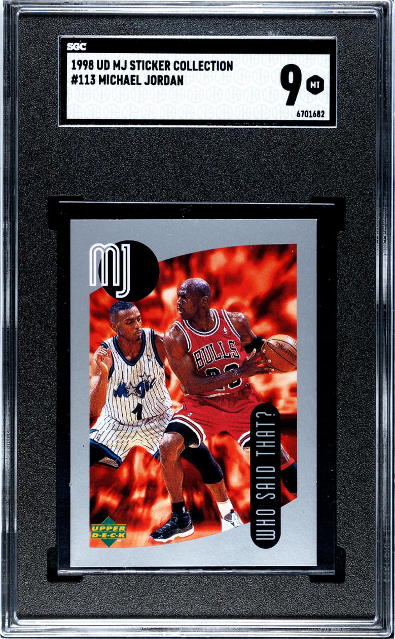 1998 UD MJ Sticker Collection #113 Michael Jordan Who Said That? SGC 9