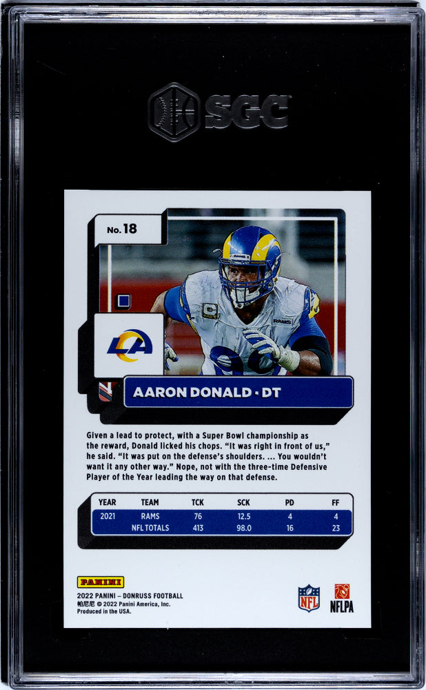 2022 Donruss #18 Aaron Donald Premium Press Proof SGC 10