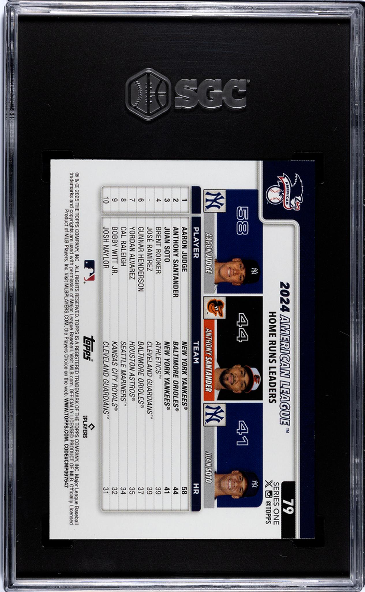 2025 Topps Series 1 Aaron Judge Anthony Santander Juan Soto #79 SGC 10