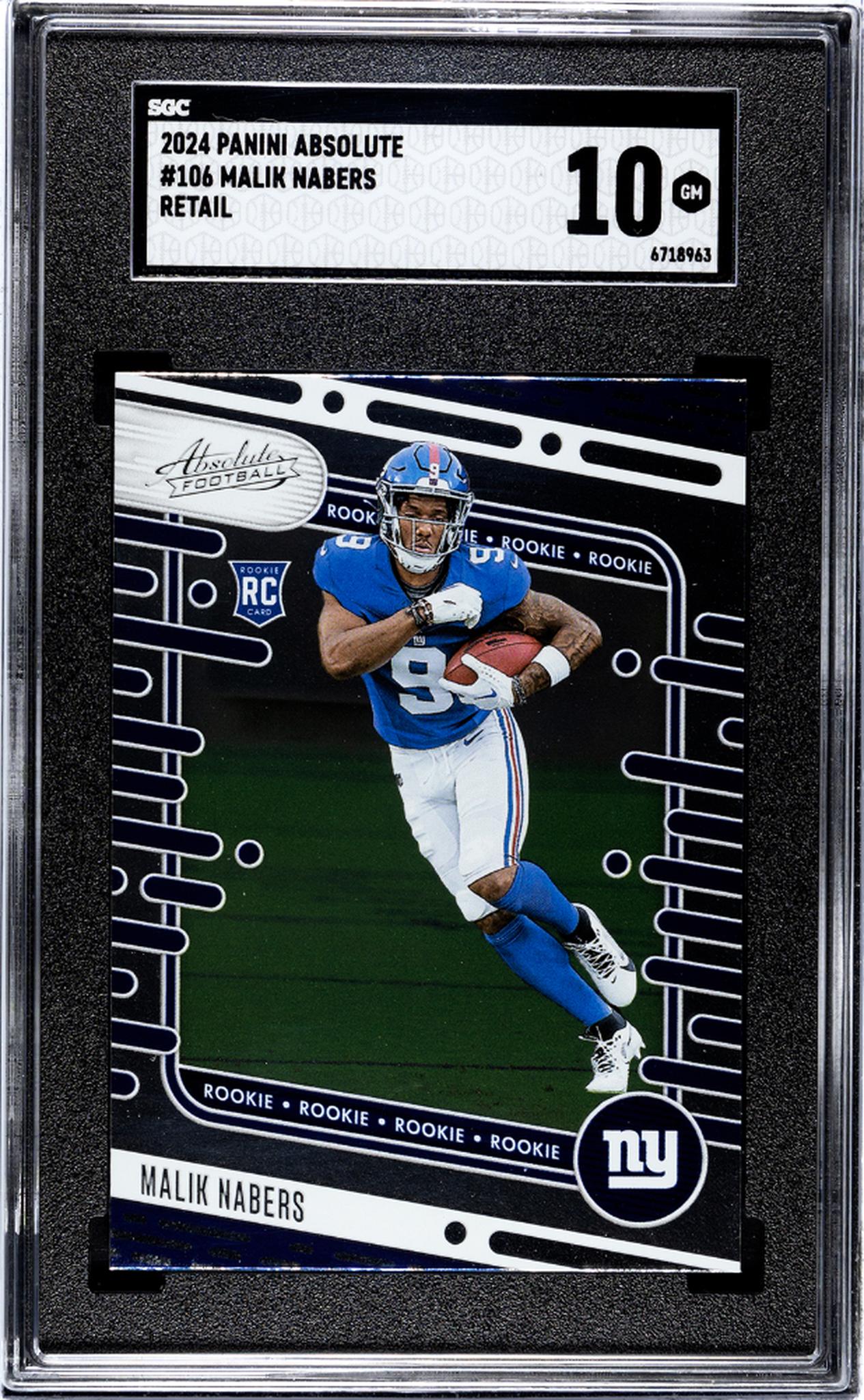 2024 Panini Absolute Football Malik Nabers #106 RC SGC 10