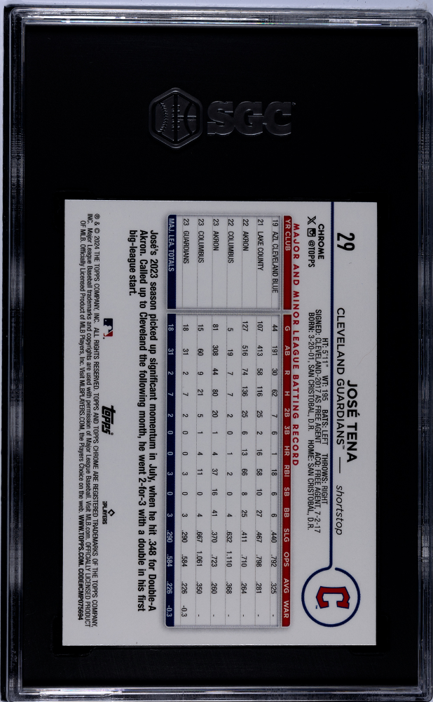 2024 Topps Chrome #29 Jose Tena Magenta Speckle Ref. /350 SGC 10