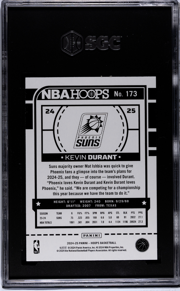 2024-25 Panini Hoops #173 Kevin Durant SGC 10