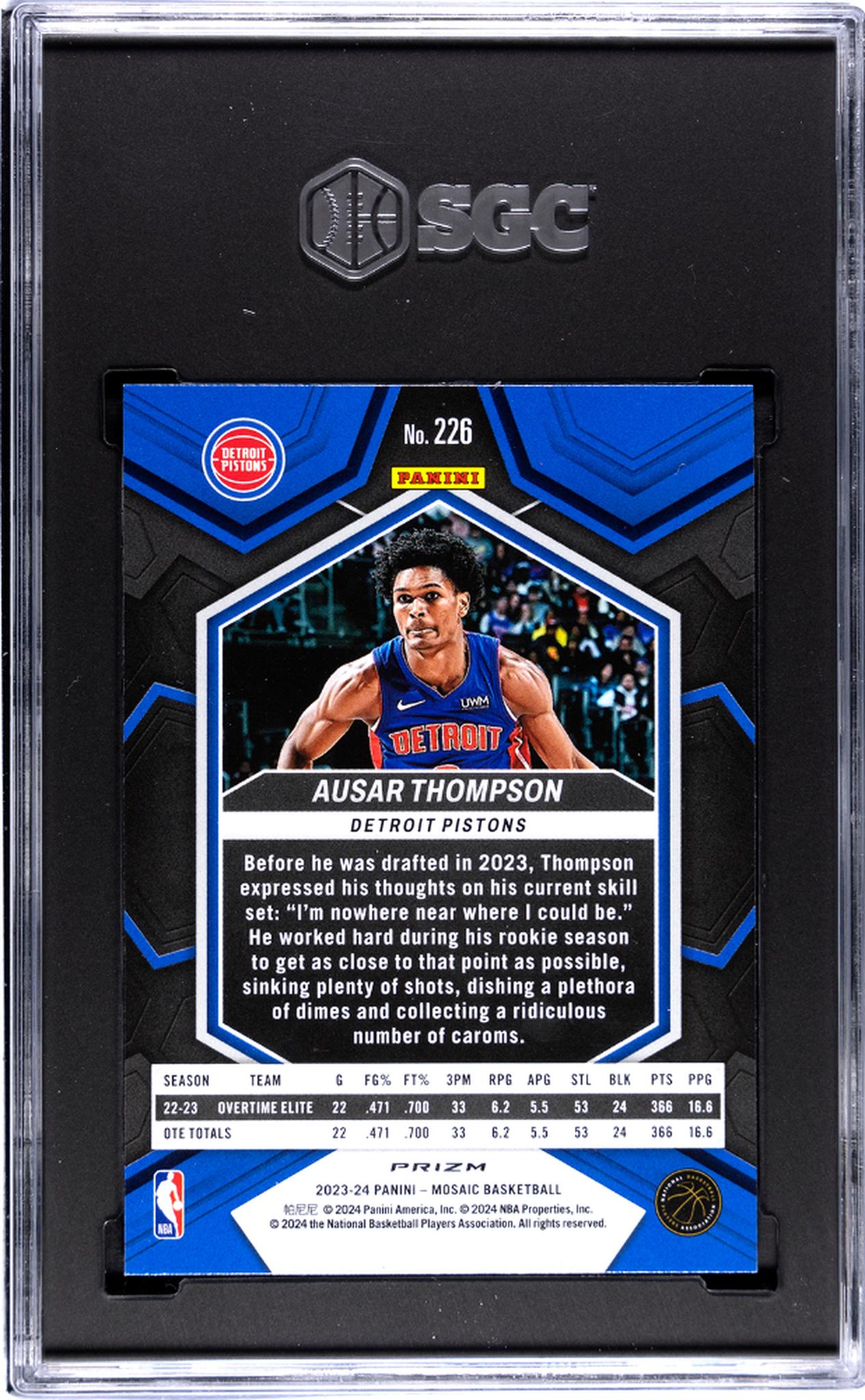 2023 Panini Mosaic Green Ausar Thompson #226 RC SGC 9.5