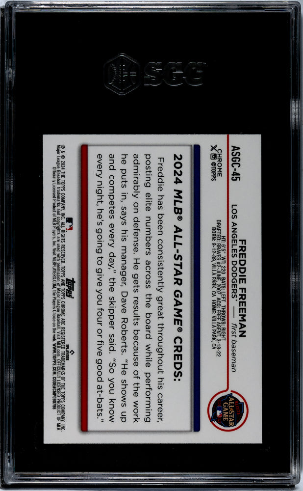 2024 Topps Chrome #ASGC-45 Freddie Freeman All-Star Game SGC 9