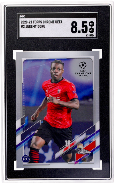 2020-21 Topps Chrome UEFA Champions League Jeremy Doku #2 SGC 8.5