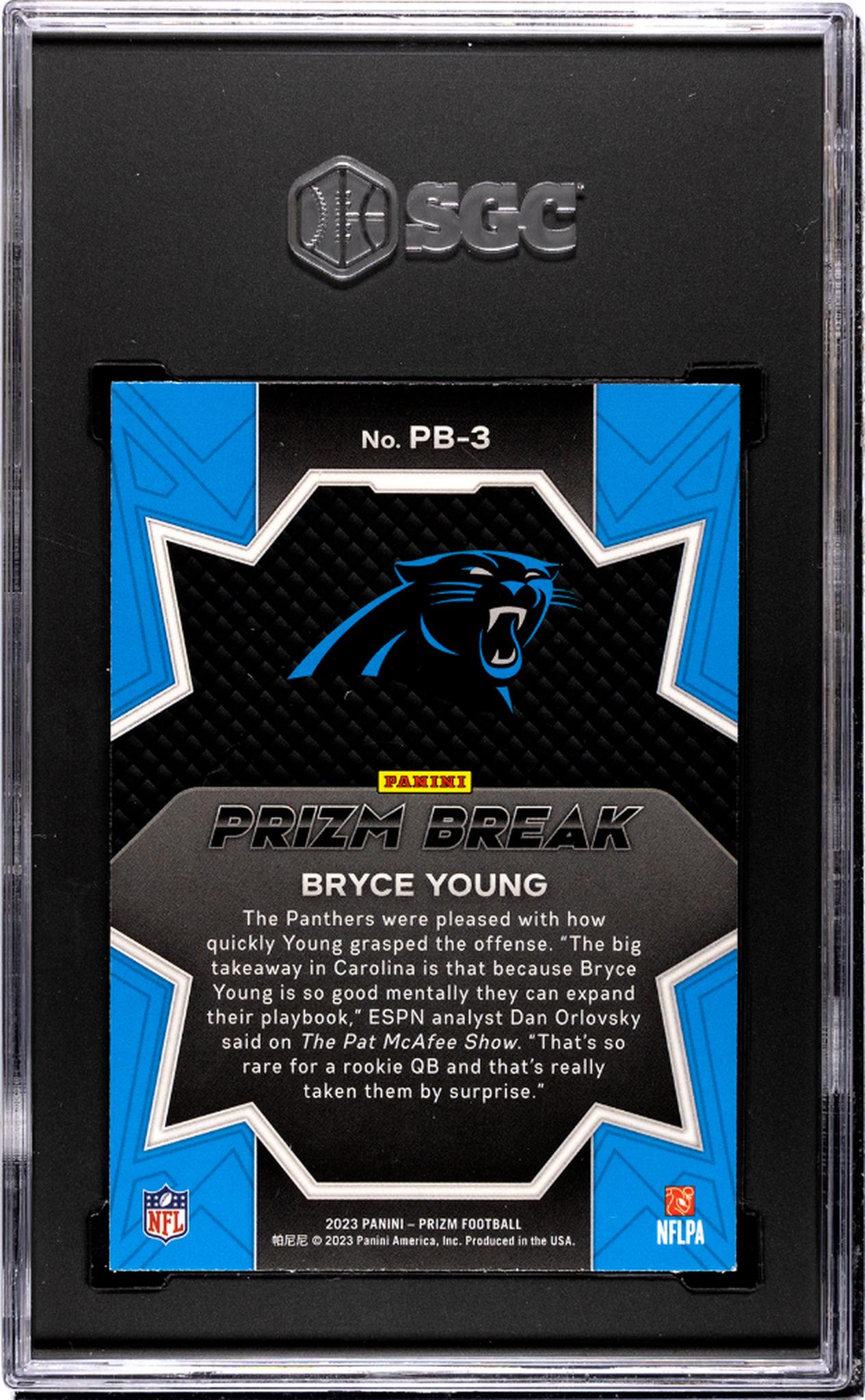 2023 Panini Prizm #PB-3 Bryce Young Prizm Break Rookie  SGC 9.5