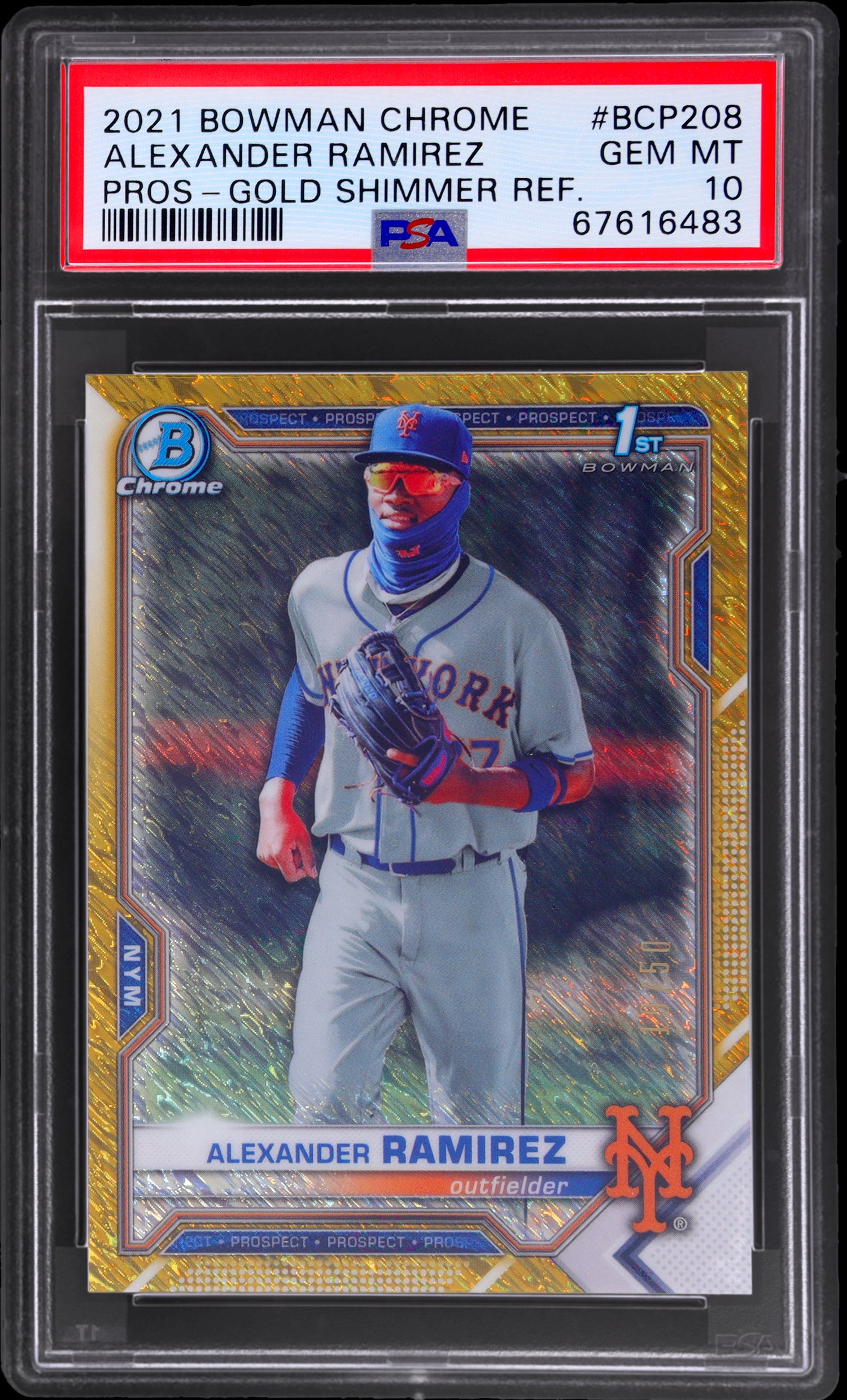2021 Bowman Chrome Prospects Gold Shimmer Refractor Alexander Ramirez #BCP208 /50 PSA 10
