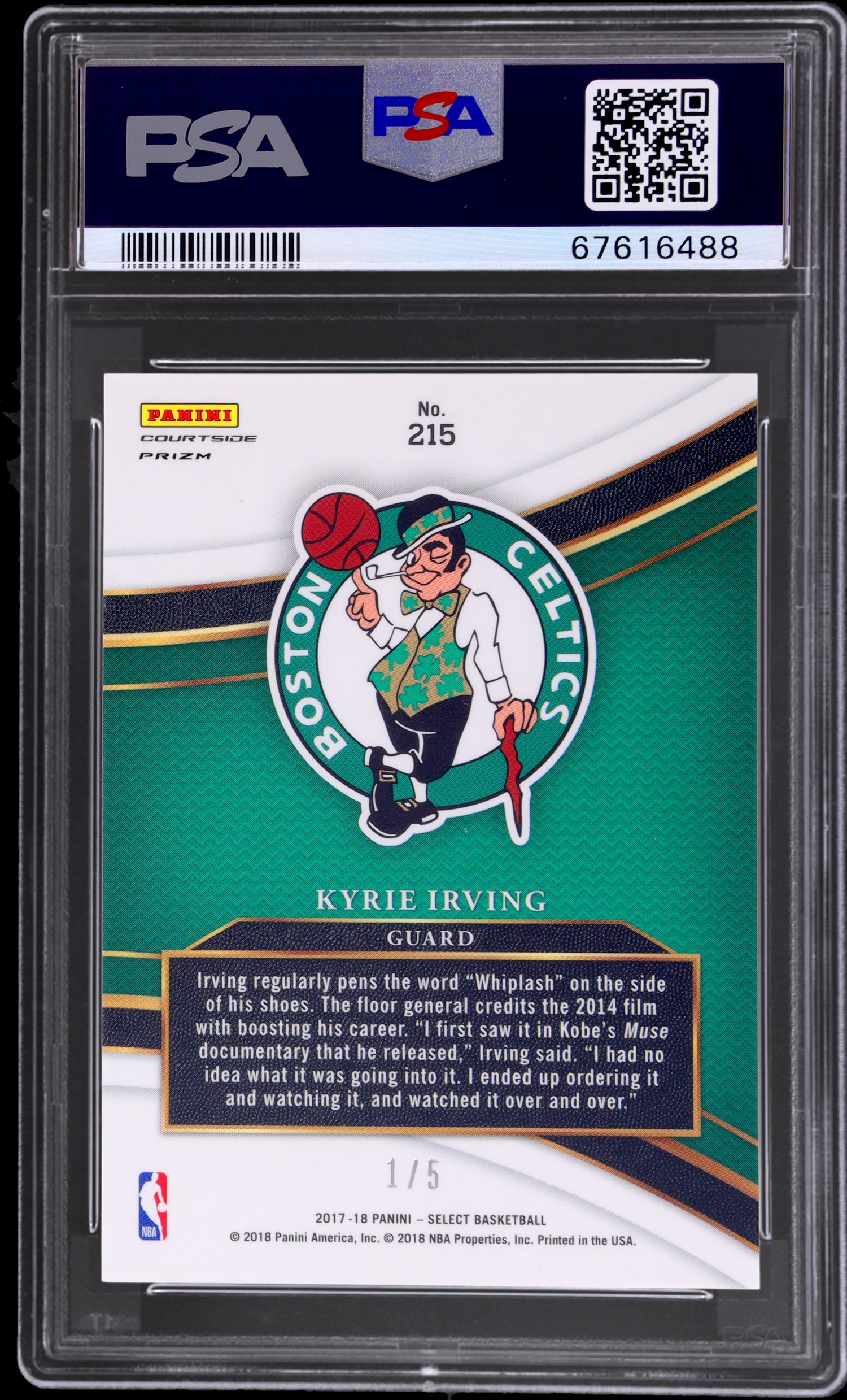 2017 Panini Select Green Prizm Kyrie Irving #215 1/5 PSA 10 RC