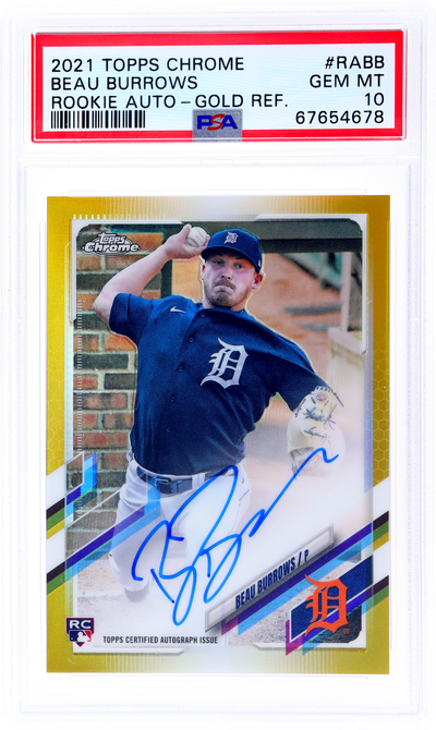 2021 Topps Chrome Beau Burrows #RABB Rookie Auto Gold Refractor /50 PSA 10
