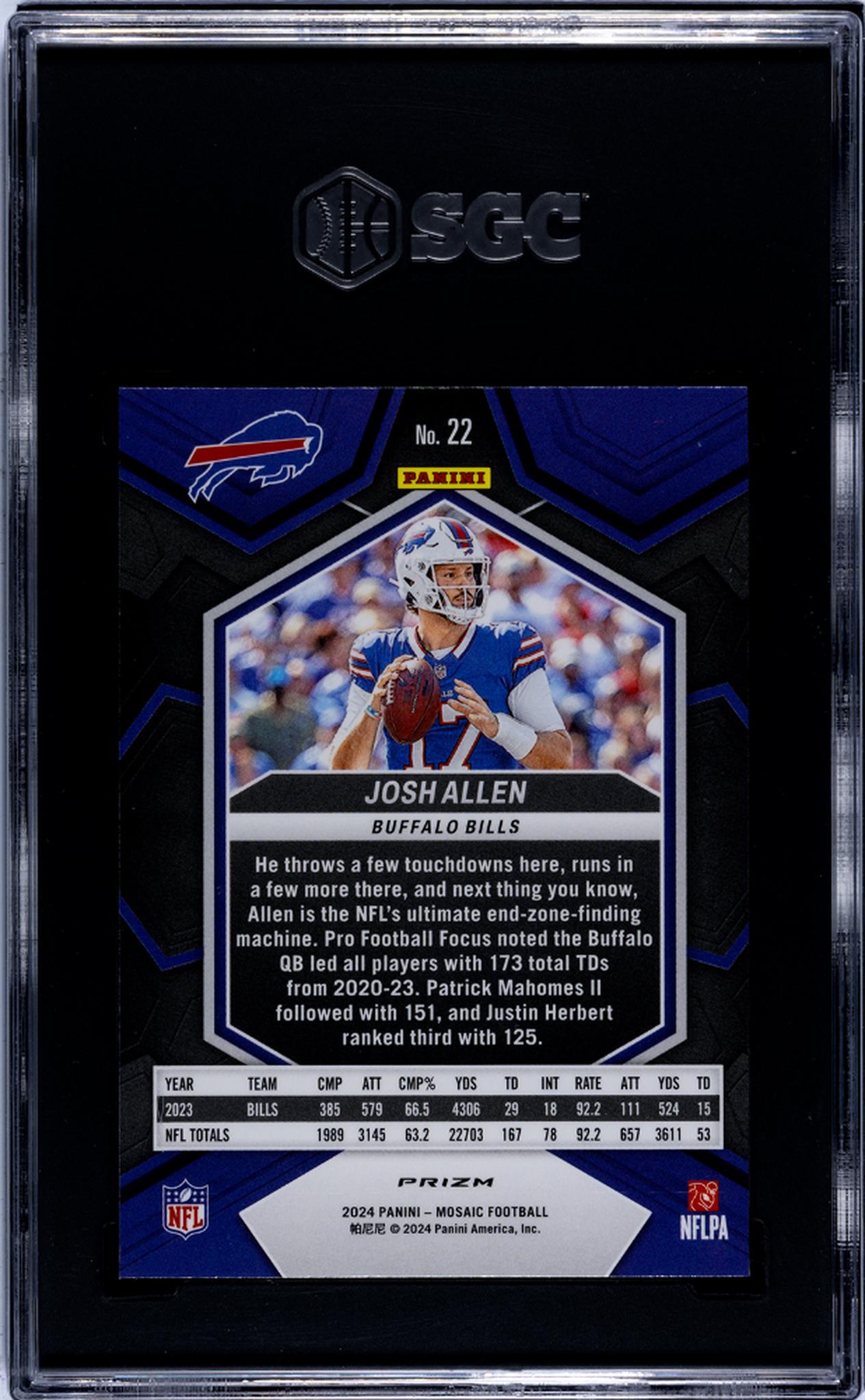 2024 Panini Mosaic #22 Josh Allen Green Prizm SGC 9.5