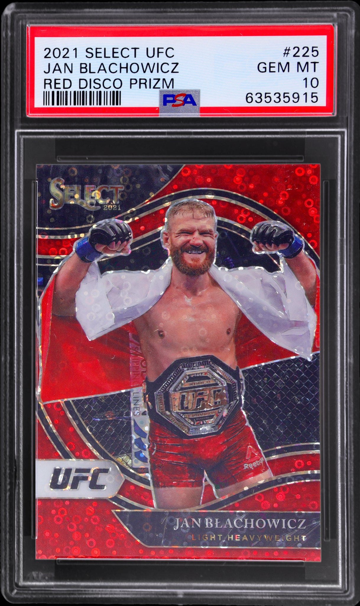 2021 Panini Select UFC #225 Jan Red Disco Prizm /199 PSA 10