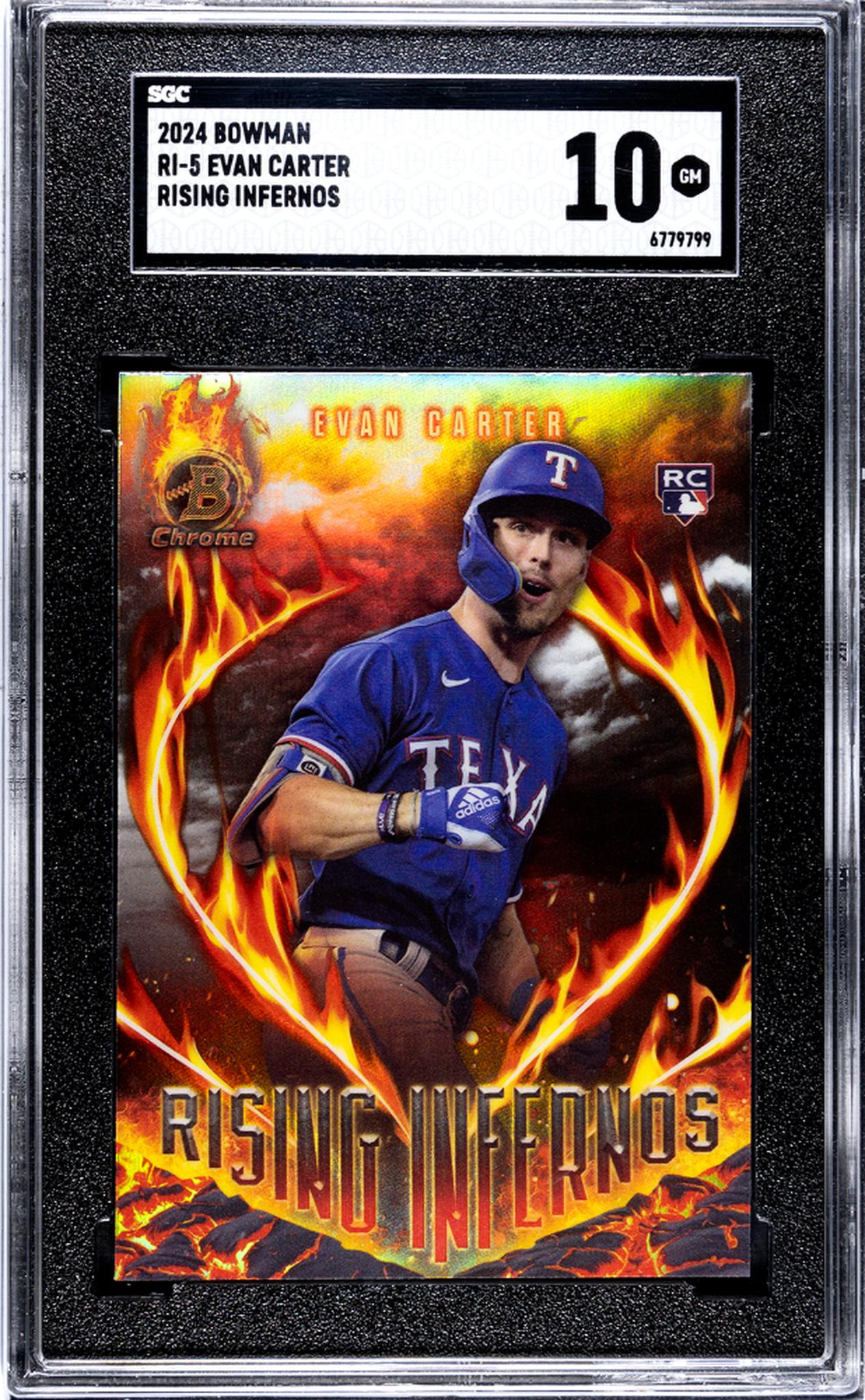 2024 Bowman #RI-5 Evan Carter Rising Infernos SGC 10