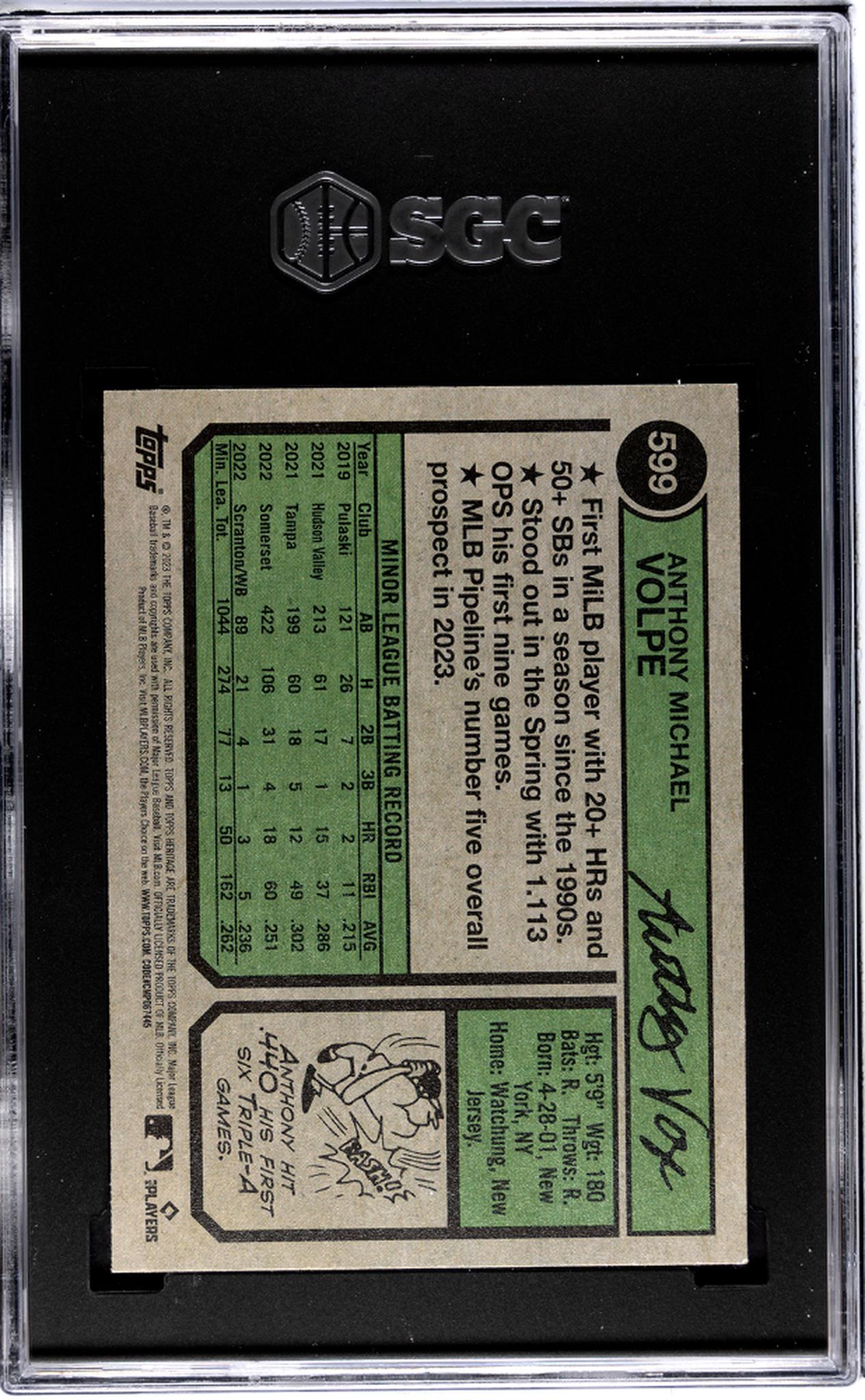 2023 Topps Heritage #599 Anthony Volpe SGC 10