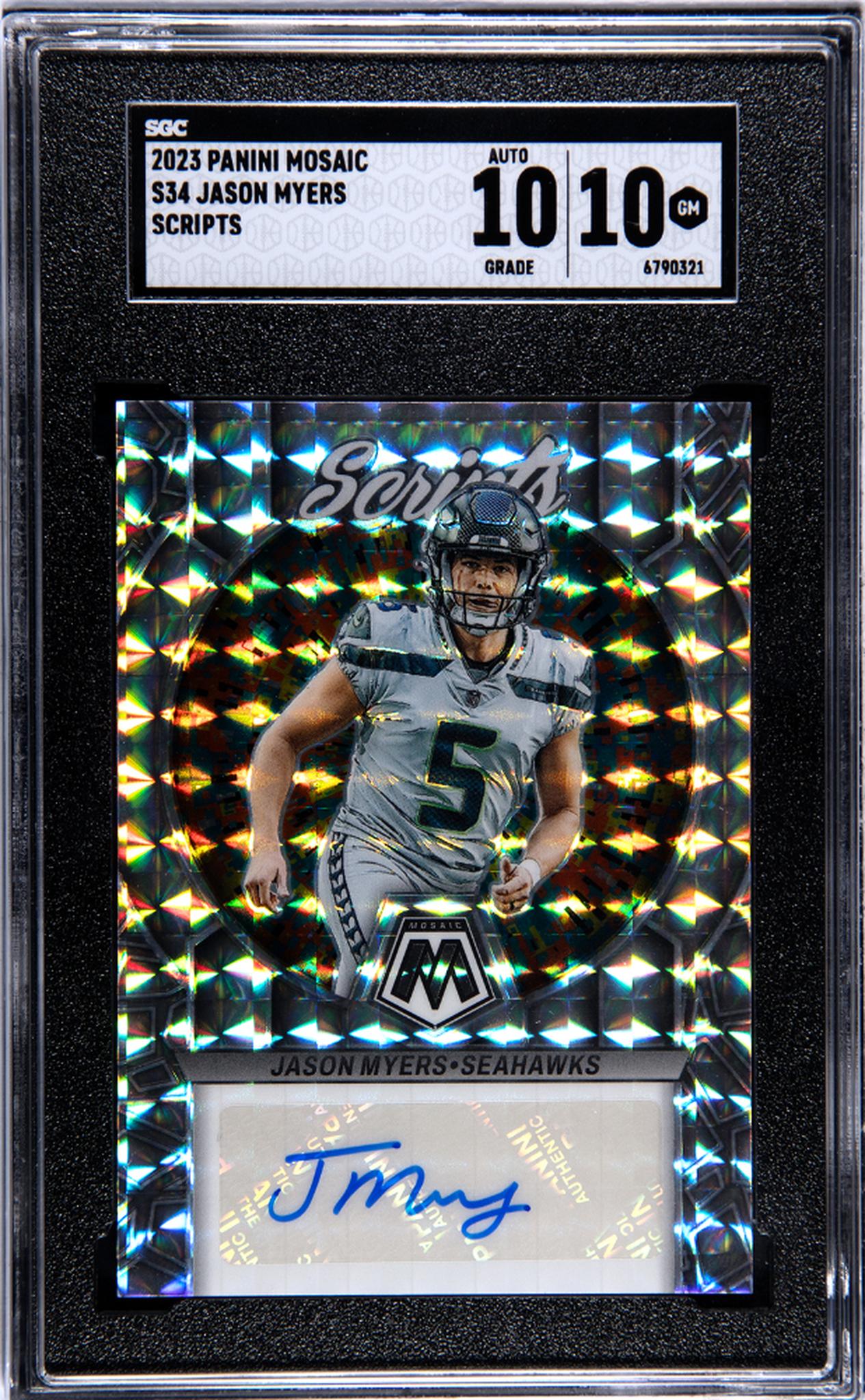 2023 Panini Mosaic Scripts Jason Myers #S34 Auto SGC 10 Auto 10