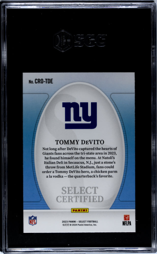 2023 Panini Select #CRO-TDE Tommy Devito Select Certified SGC 9.5