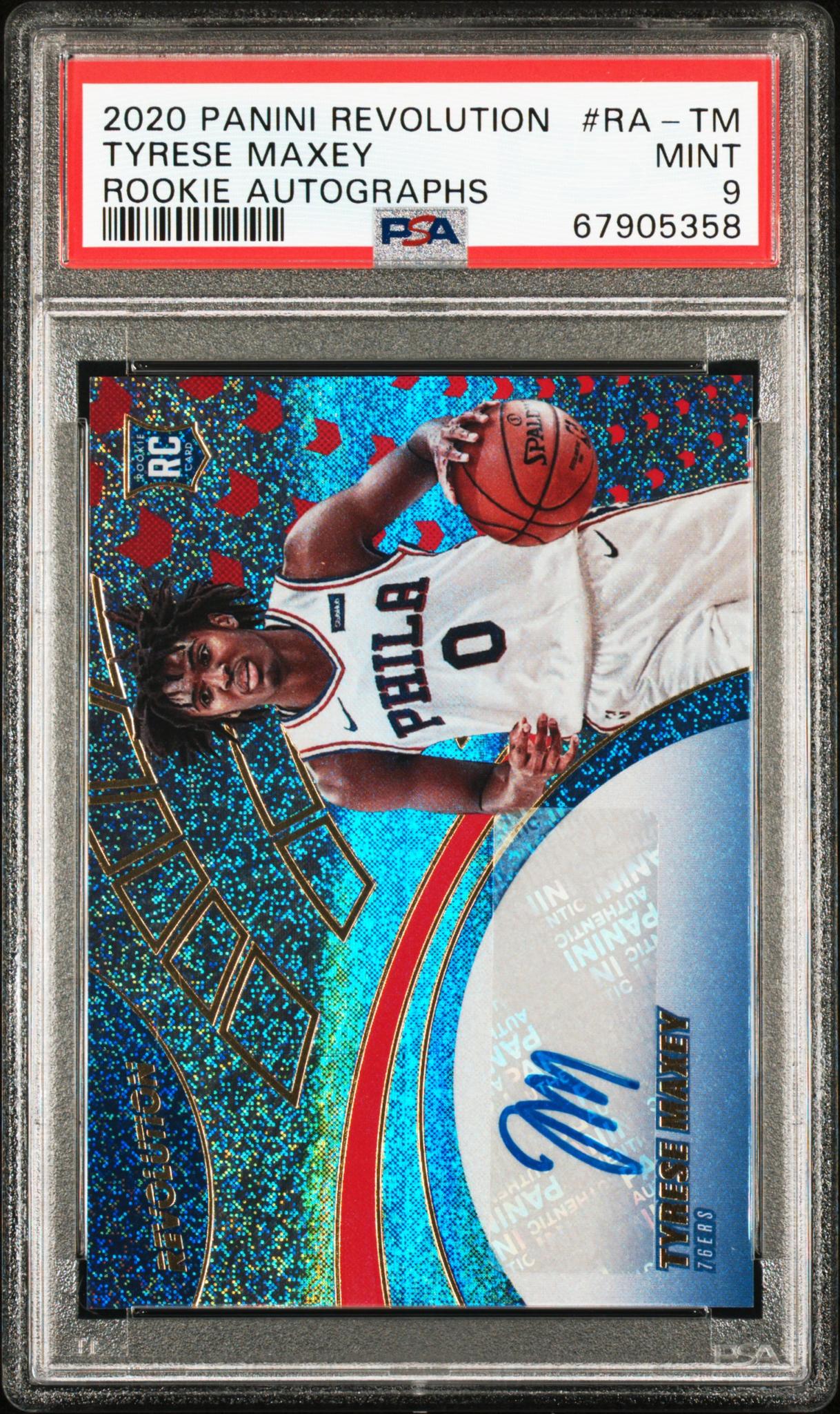 2020 Panini Revolution Rookie Autographs Tyrese Maxey #RA-TM RC Auto PSA 9
