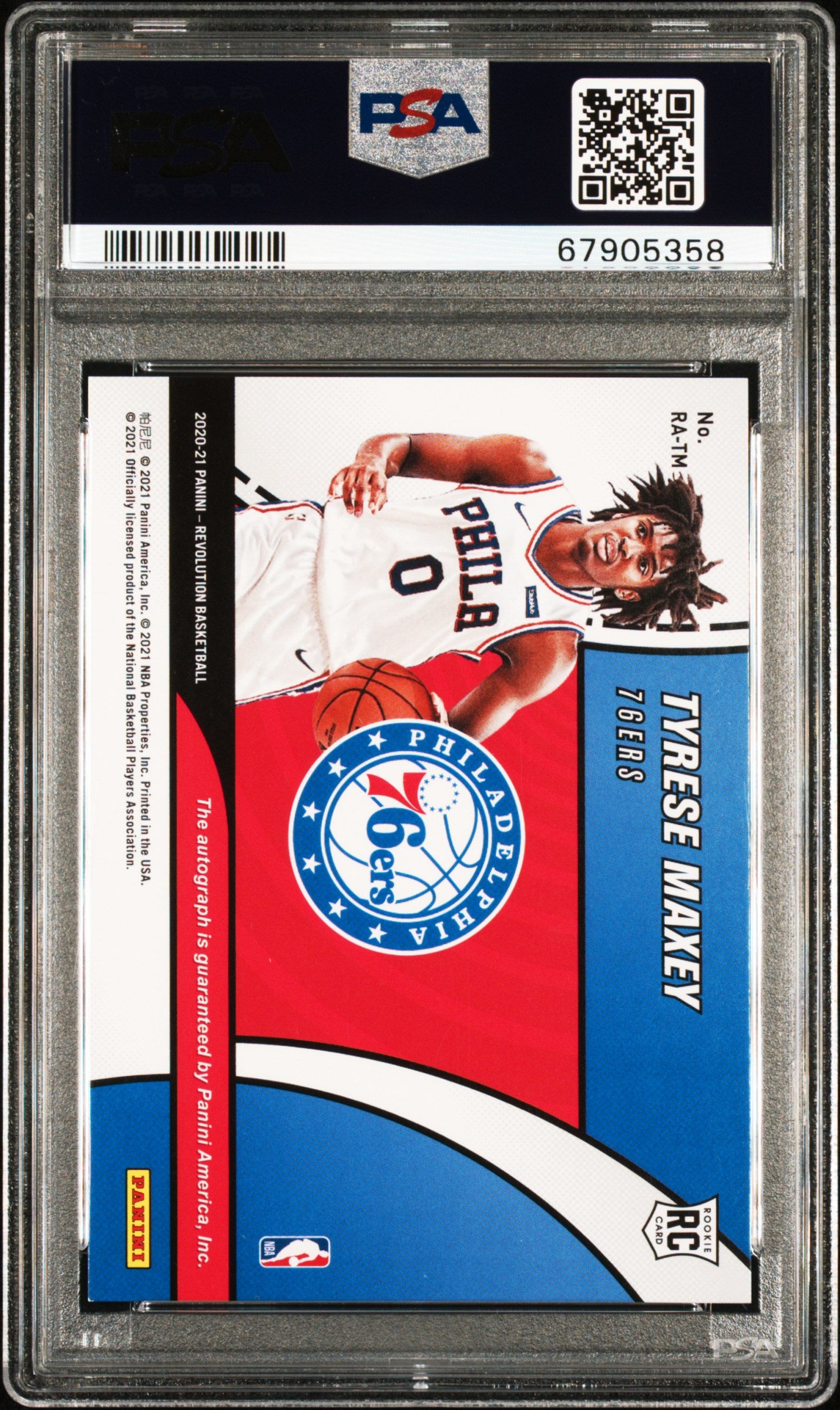 2020 Panini Revolution Rookie Autographs Tyrese Maxey #RA-TM RC Auto PSA 9